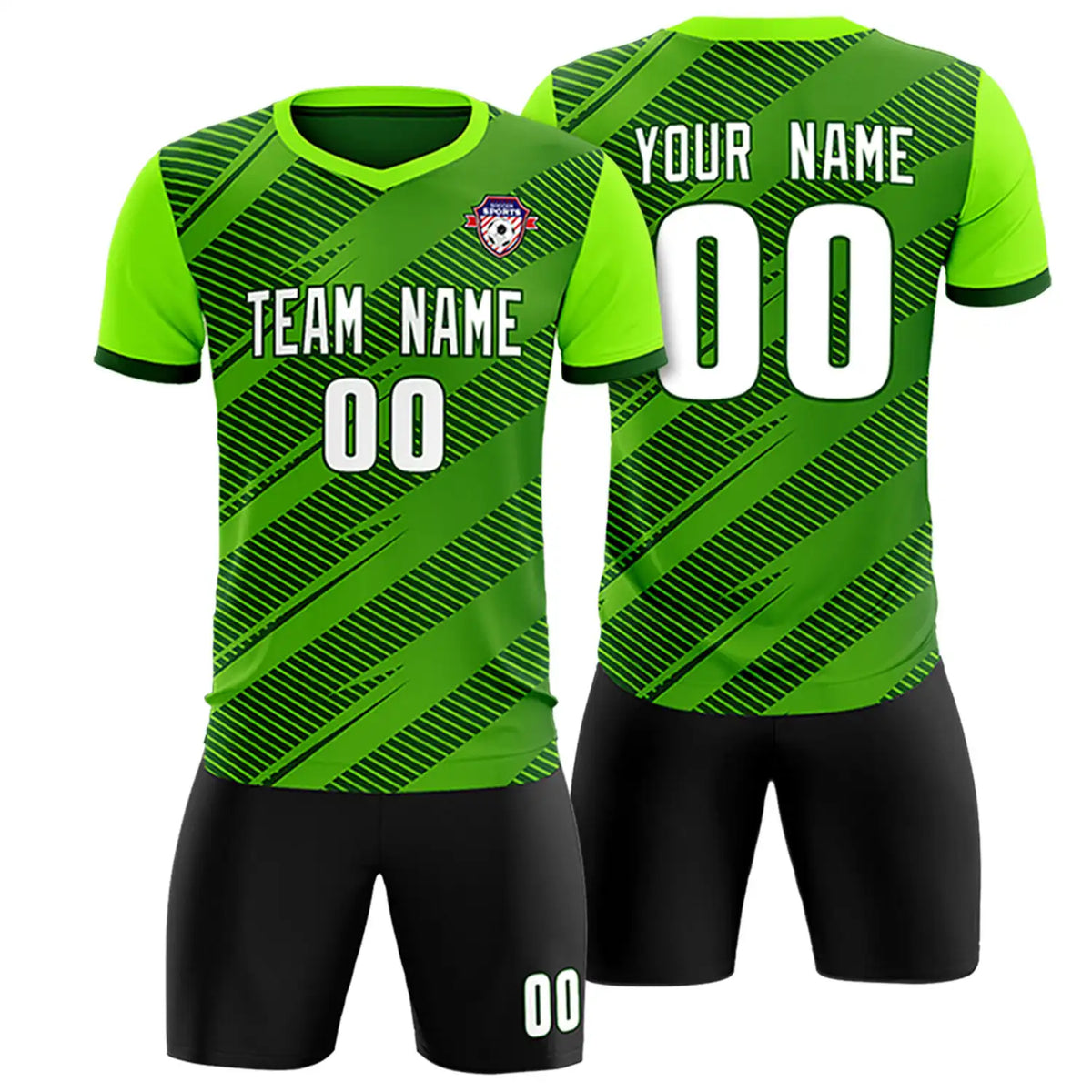 Custom Green Neon Green Casual Sport Soccer Sets Jersey