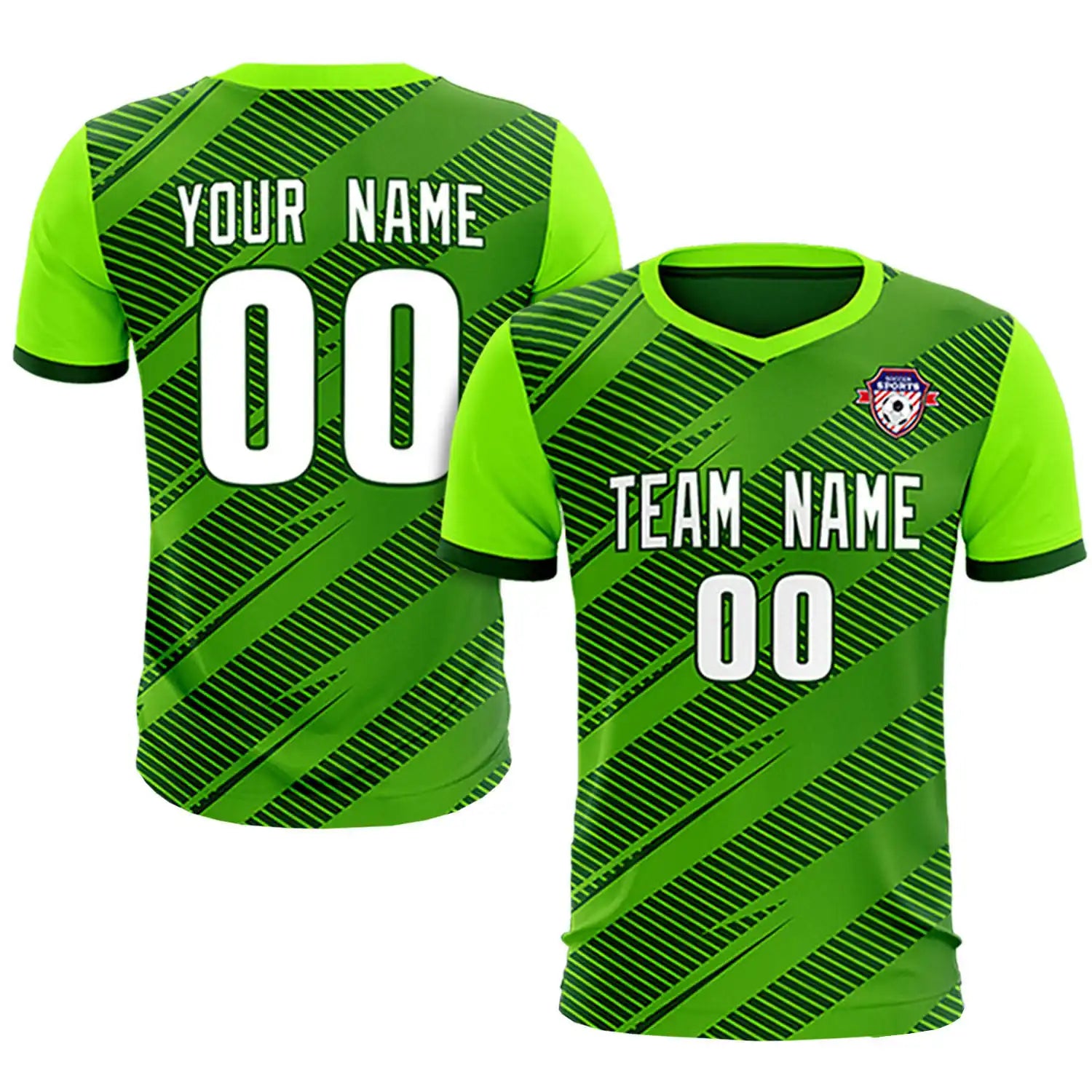 Custom Green Neon Green Casual Sport Soccer Sets Jersey