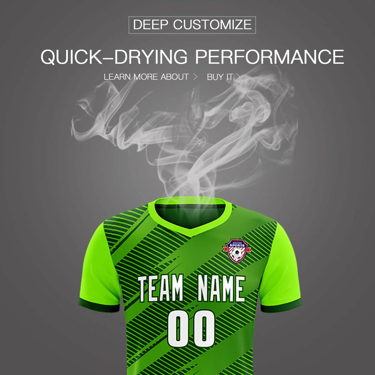 Custom Green Neon Green Casual Sport Soccer Sets Jersey