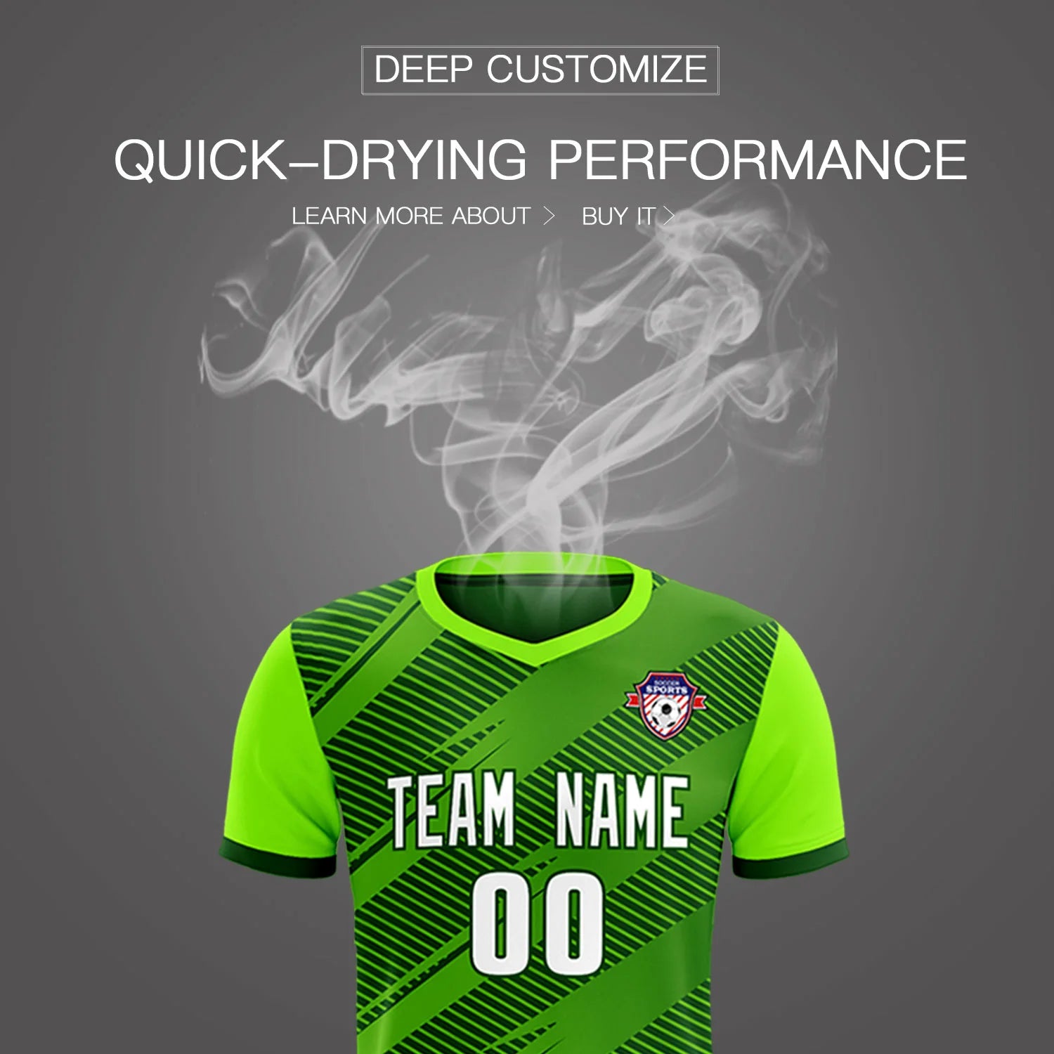 Custom Green Neon Green Casual Sport Soccer Sets Jersey