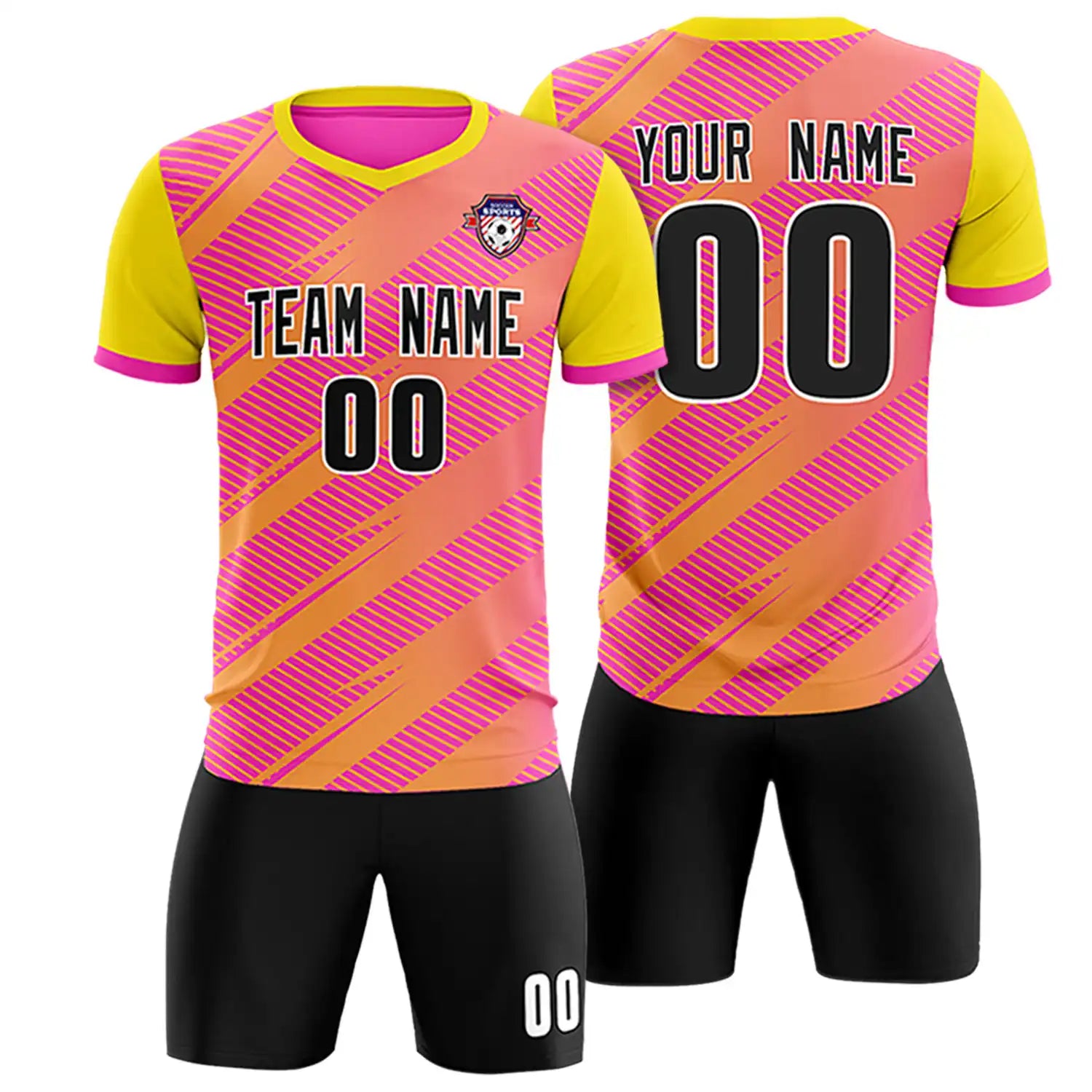 Custom Pink Gold01 Casual Sport Soccer Sets Jersey