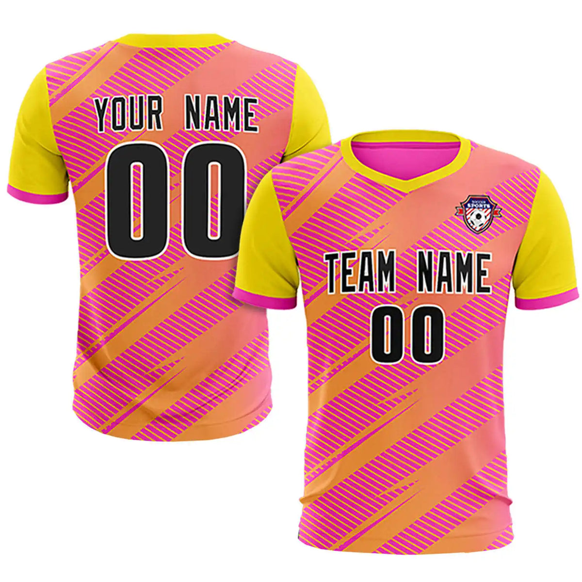 Custom Pink Gold01 Casual Sport Soccer Sets Jersey