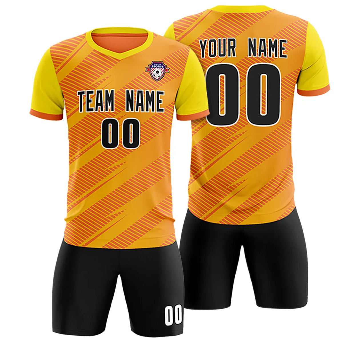 Custom Orange Gold01 Casual Sport Soccer Sets Jersey