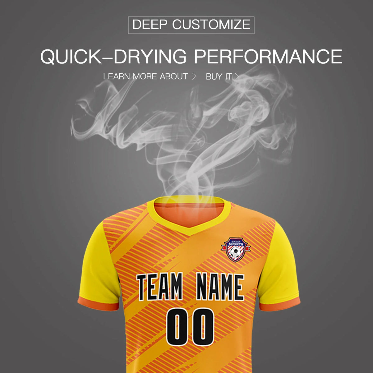 Custom Orange Gold01 Casual Sport Soccer Sets Jersey