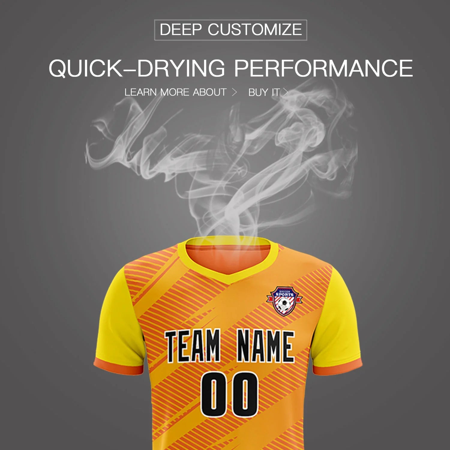 Custom Orange Gold01 Casual Sport Soccer Sets Jersey