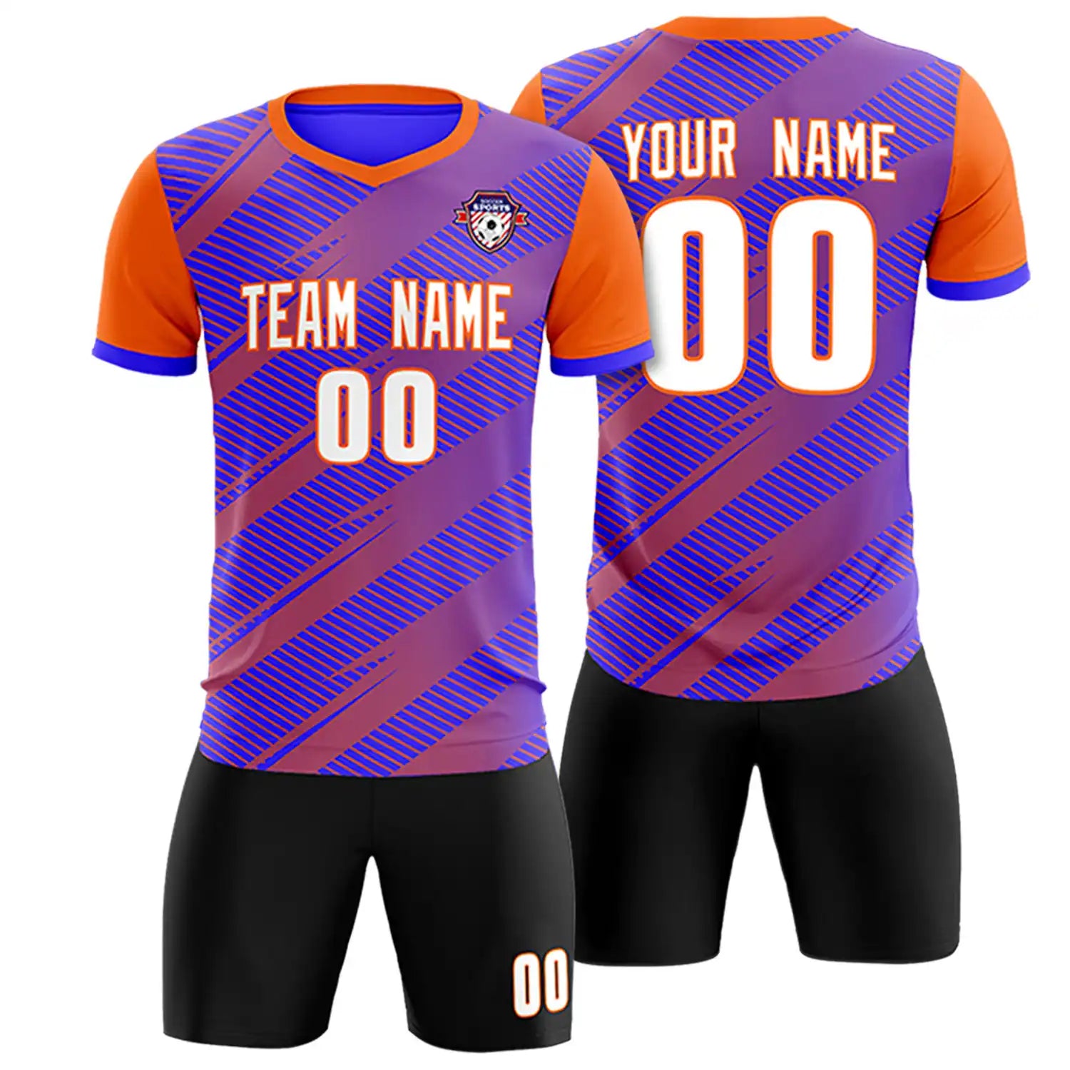 Custom Royal Blue Orange Casual Sport Soccer Sets Jersey