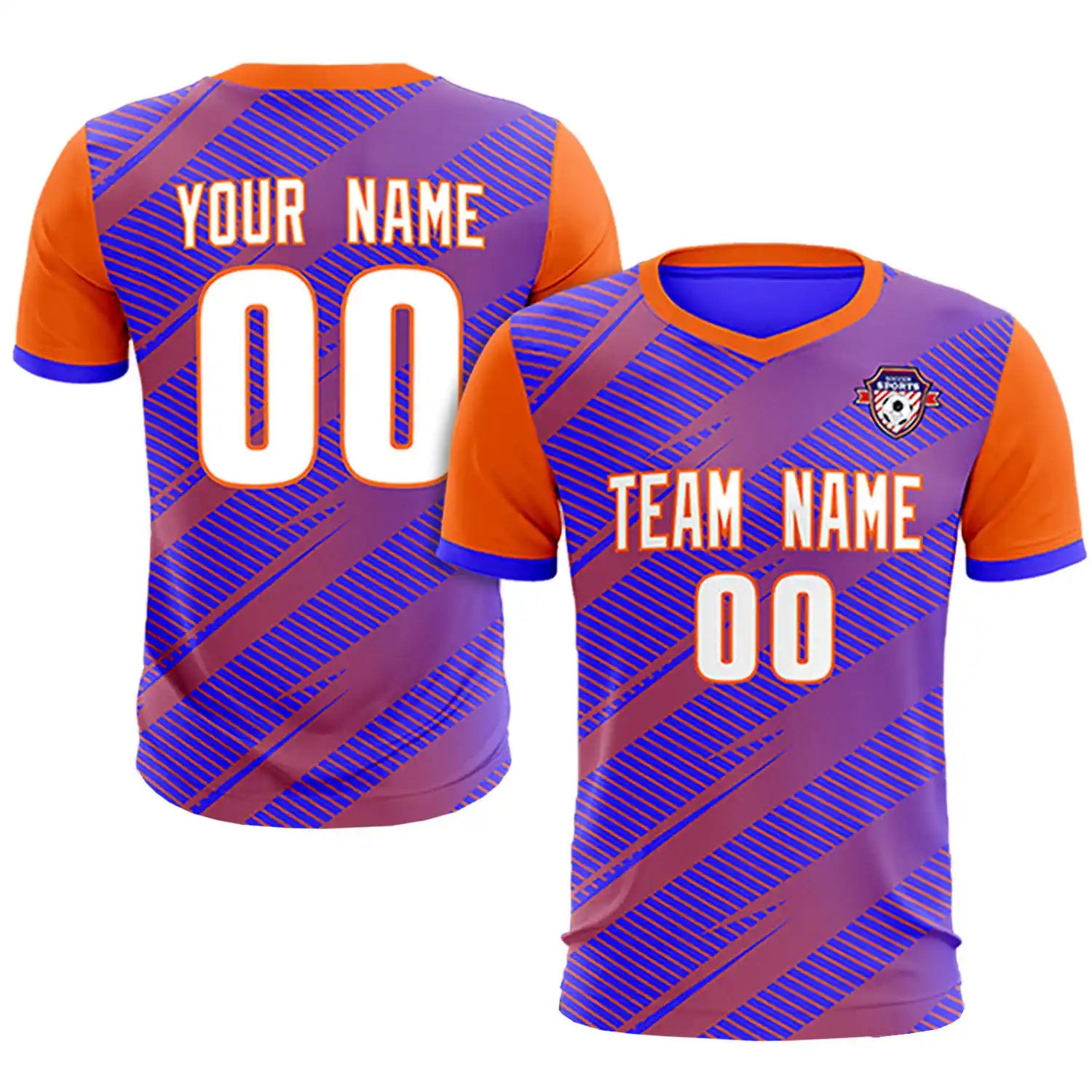 Custom Royal Blue Orange Casual Sport Soccer Sets Jersey