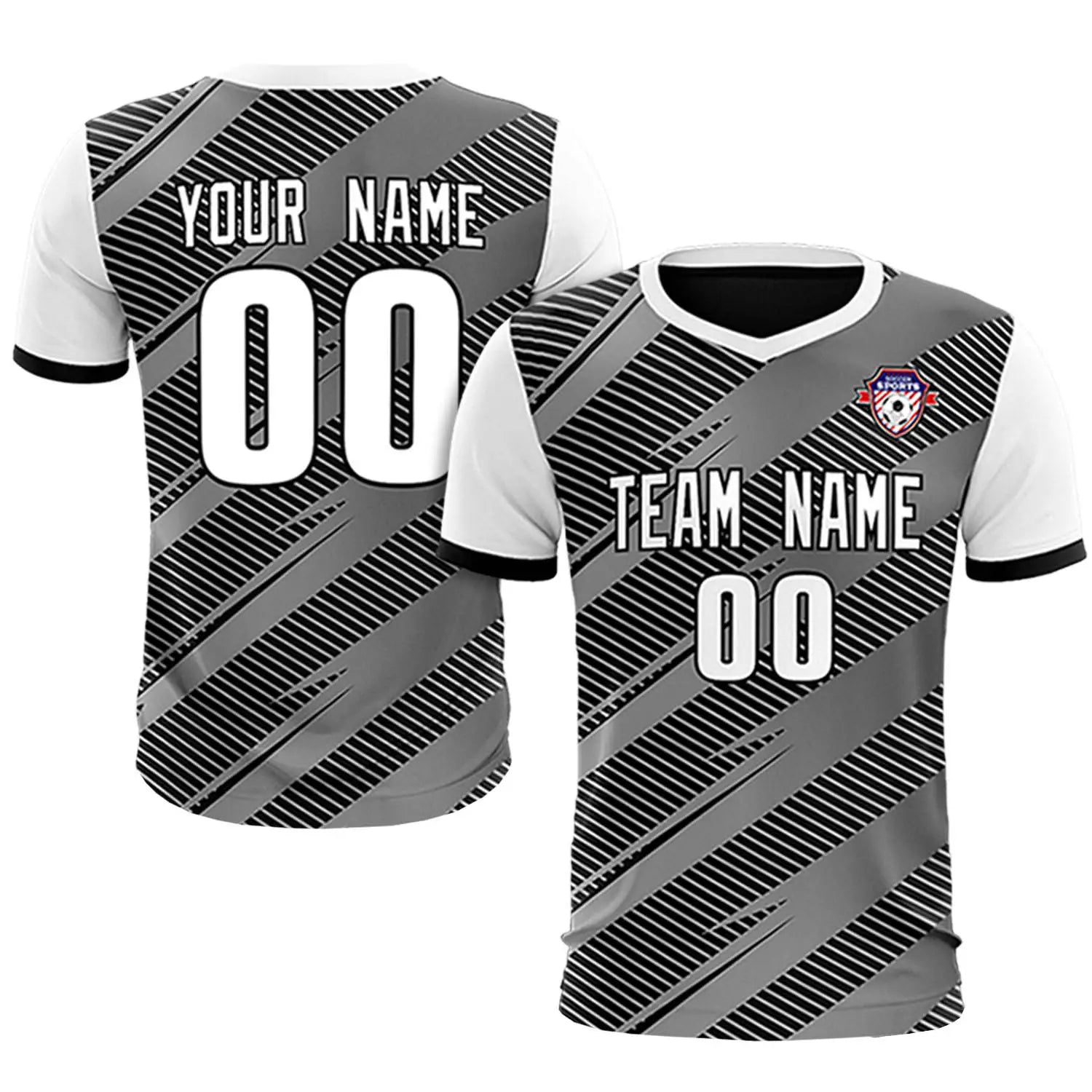 Custom Black White Casual Sport Soccer Sets Jersey