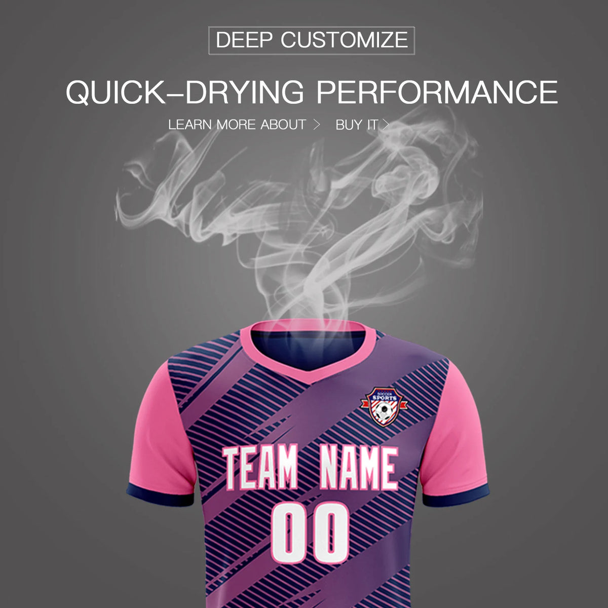 Custom Navy Pink Casual Sport Soccer Sets Jersey
