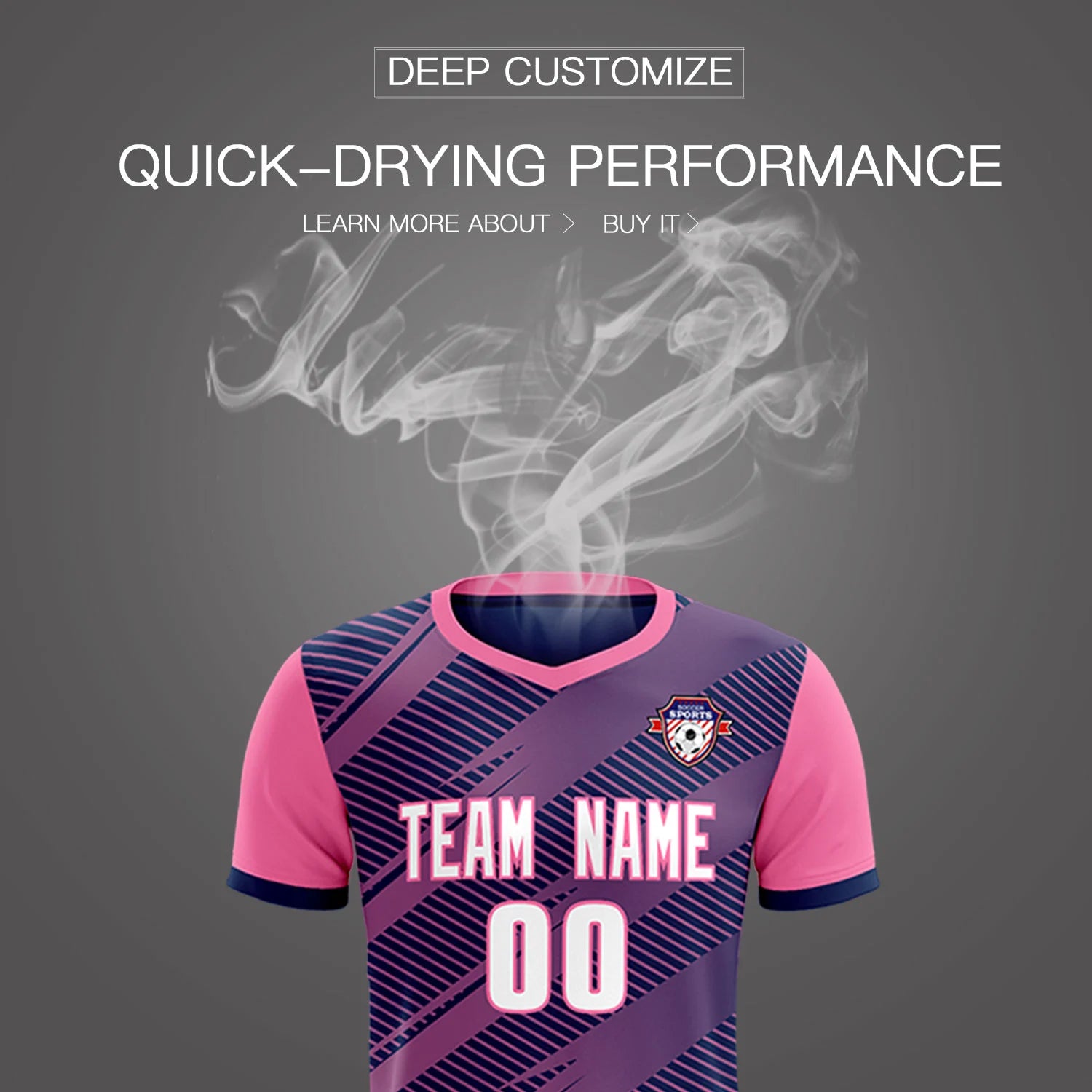Custom Navy Pink Casual Sport Soccer Sets Jersey