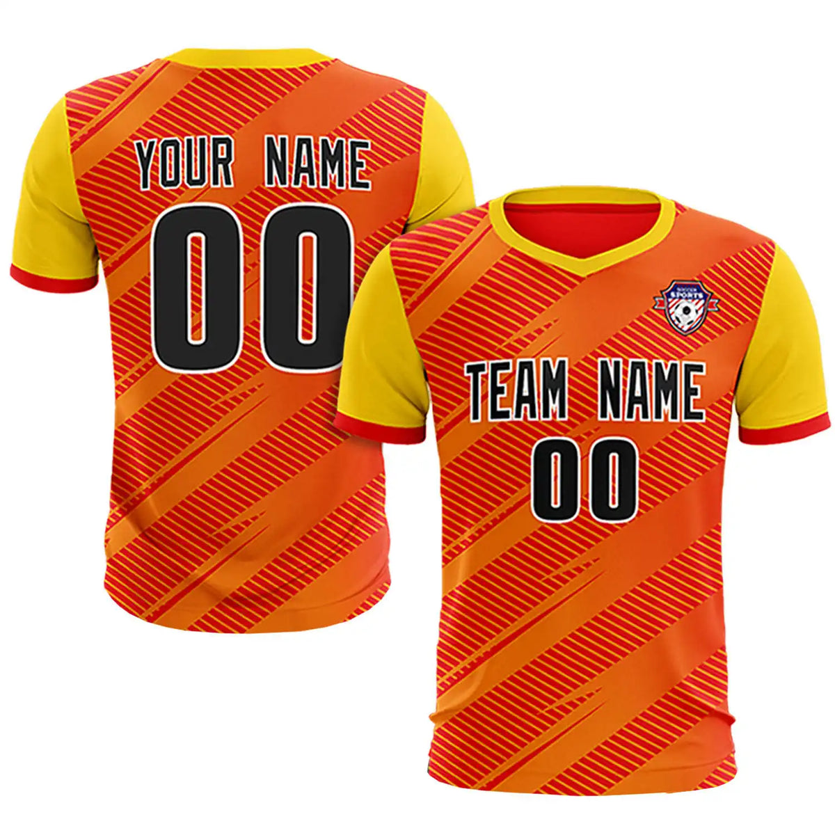 Custom Red Gold01 Casual Sport Soccer Sets Jersey