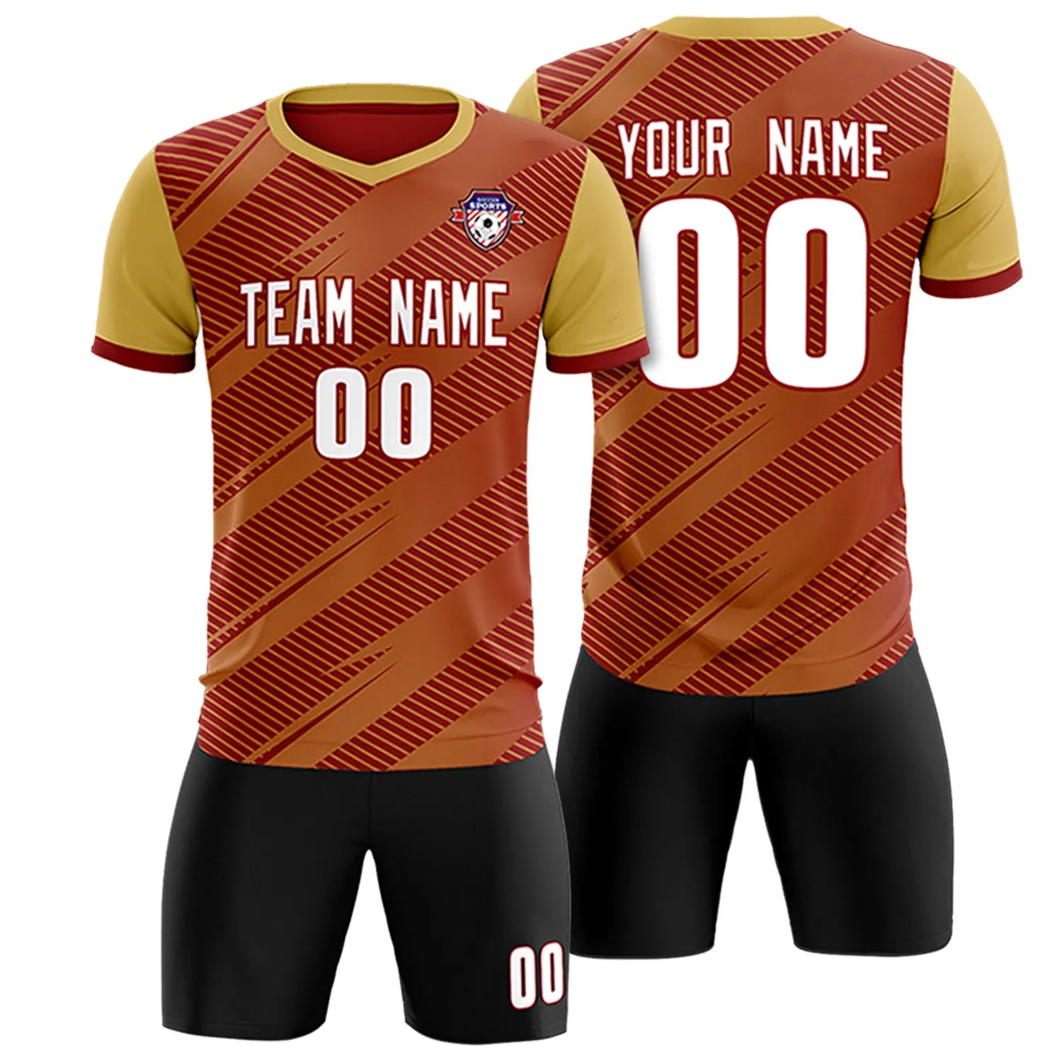 Custom Crimson Old Gold Casual Sport Soccer Sets Jersey