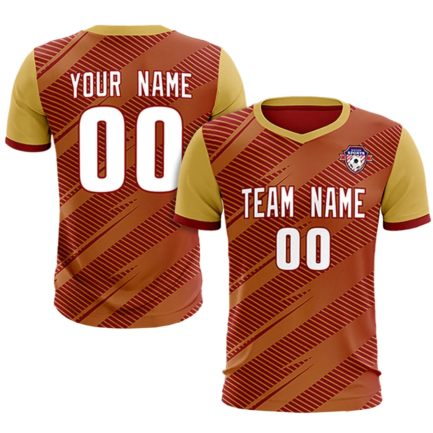 Custom Crimson Old Gold Casual Sport Soccer Sets Jersey