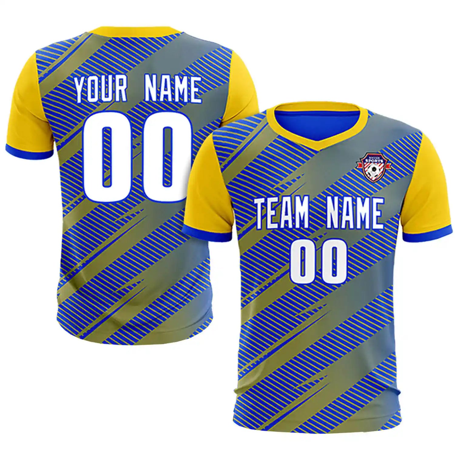 Custom Royal Blue Gold01 Casual Sport Soccer Sets Jersey