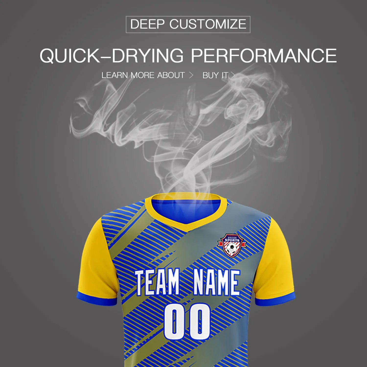 Custom Royal Blue Gold01 Casual Sport Soccer Sets Jersey