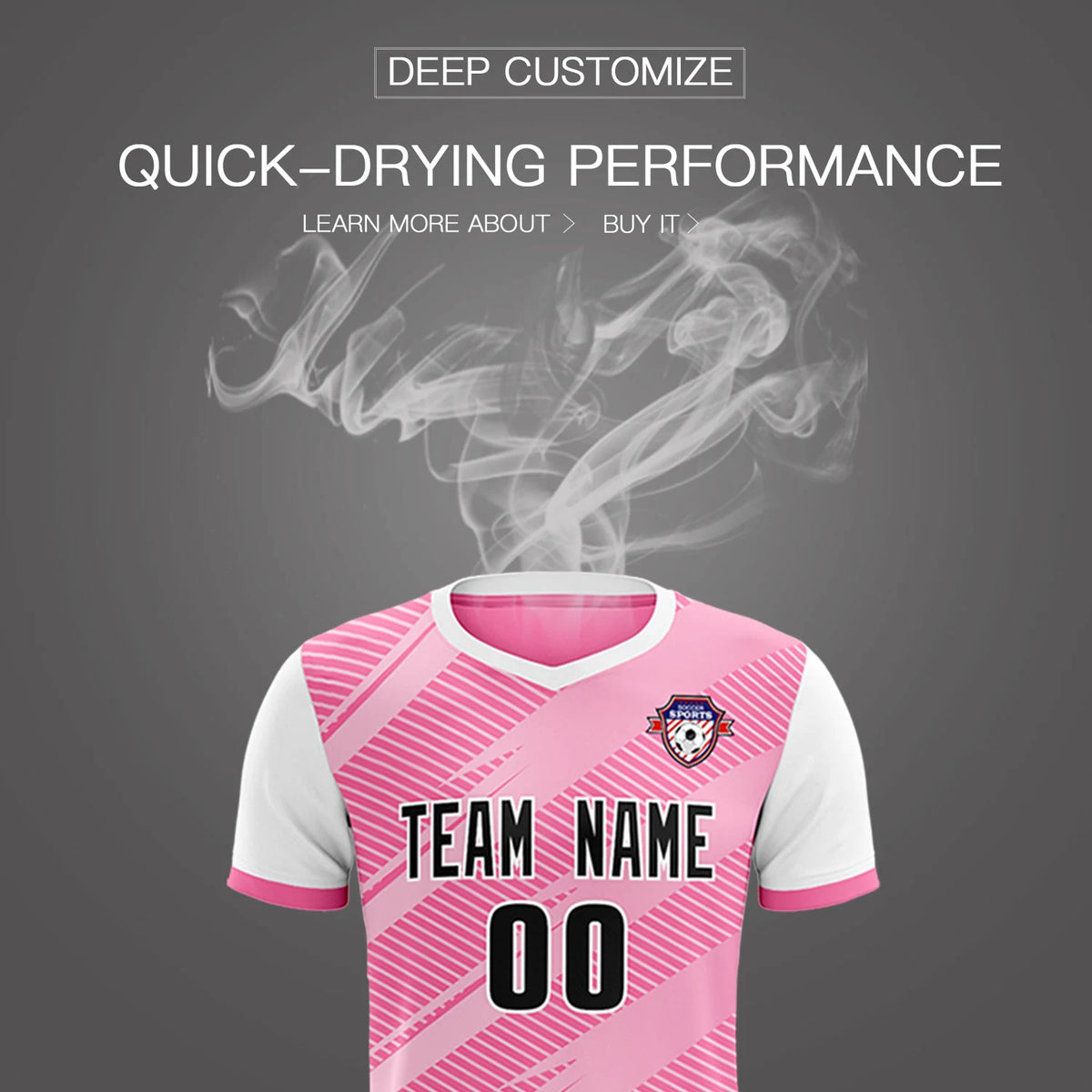 Custom Pink White Casual Sport Soccer Sets Jersey