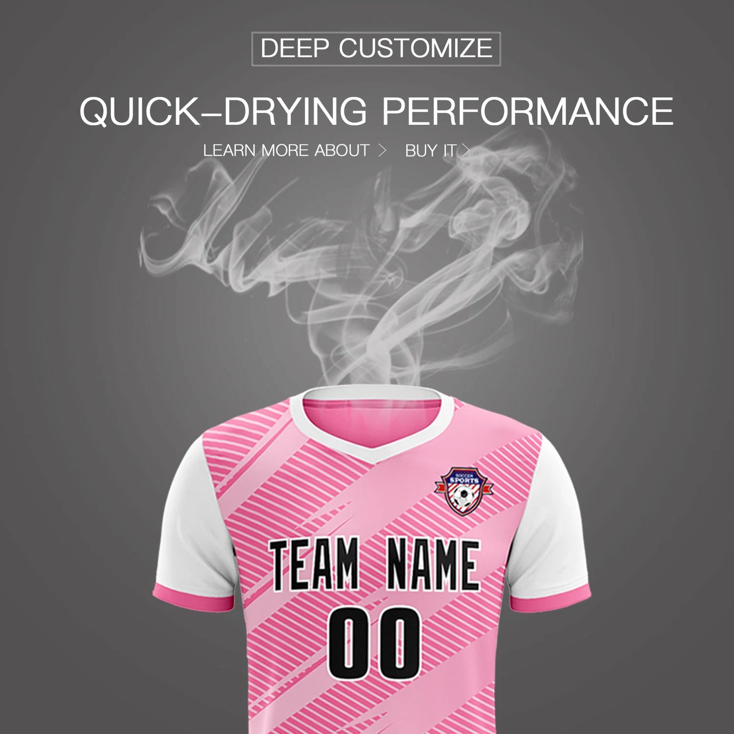 Custom Pink White Casual Sport Soccer Sets Jersey