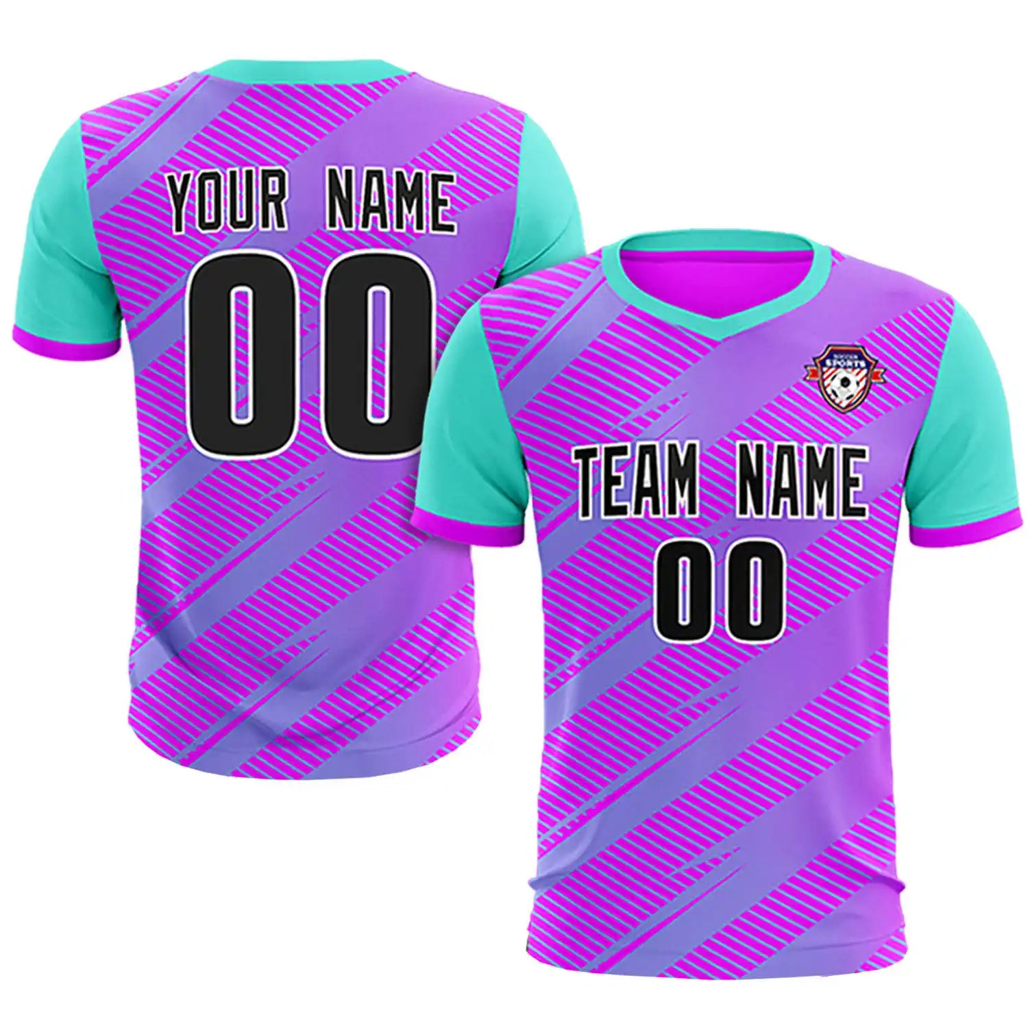 Custom Purple Bright Green Casual Sport Soccer Sets Jersey