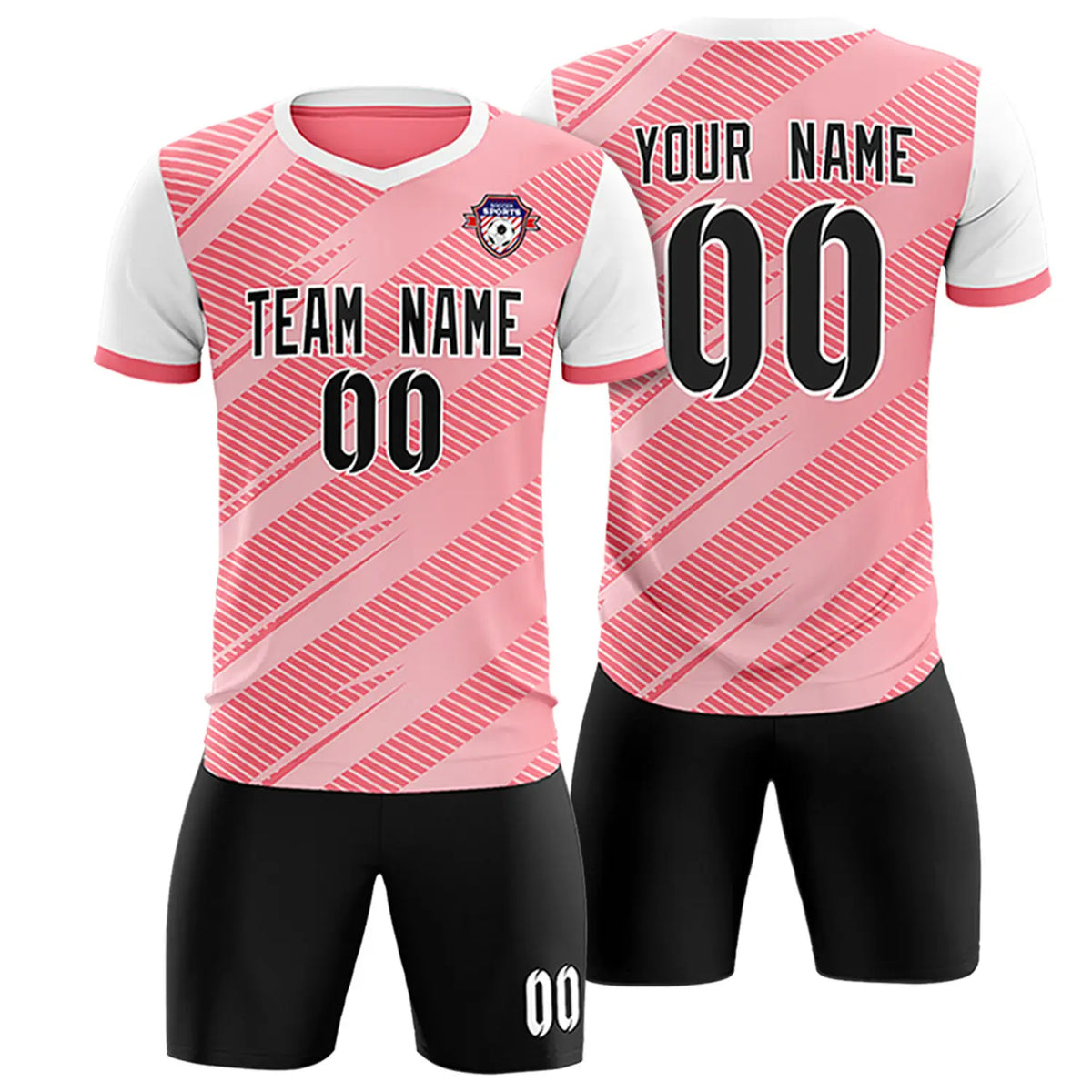 Custom Light Red White Casual Sport Soccer Sets Jersey
