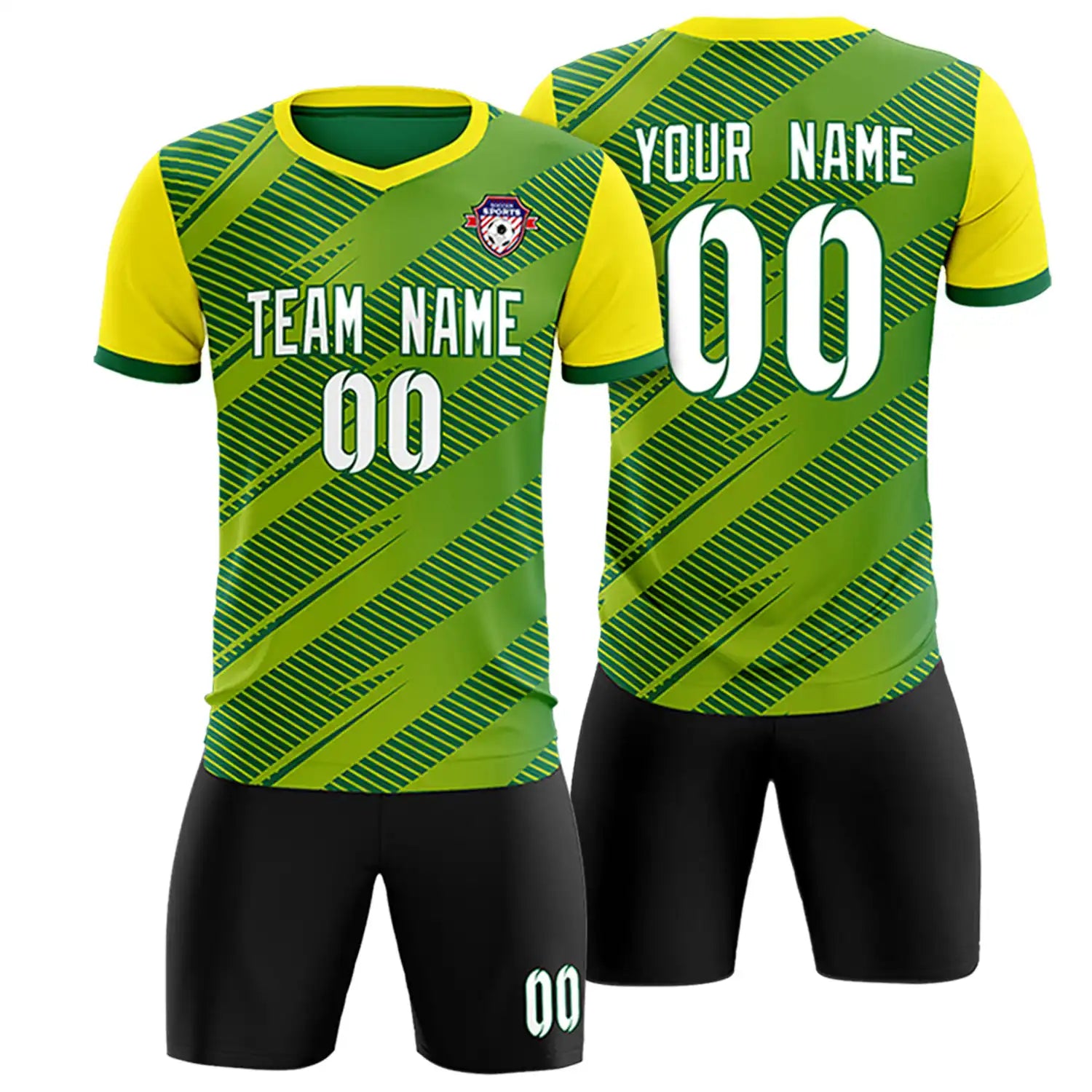 Custom Green Gold01 Casual Sport Soccer Sets Jersey