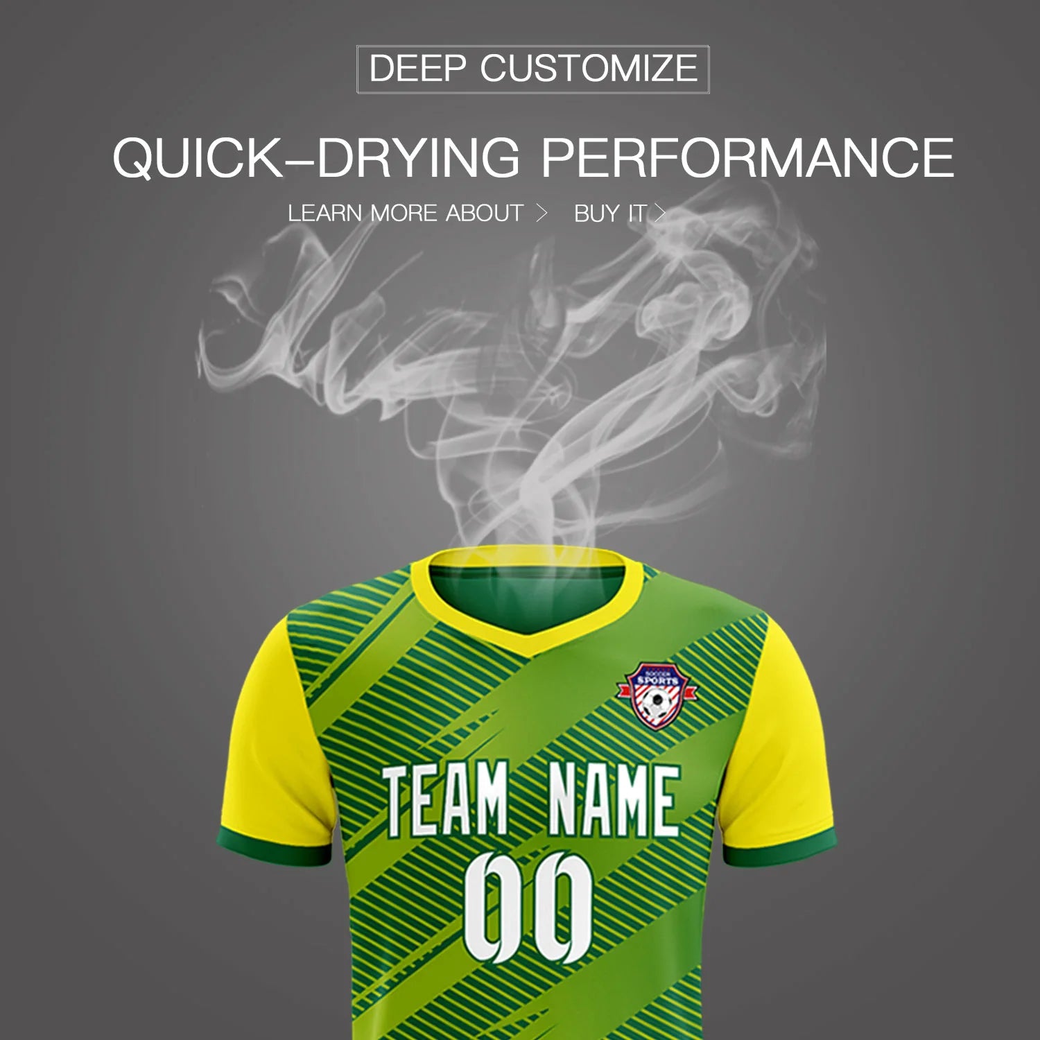 Custom Green Gold01 Casual Sport Soccer Sets Jersey