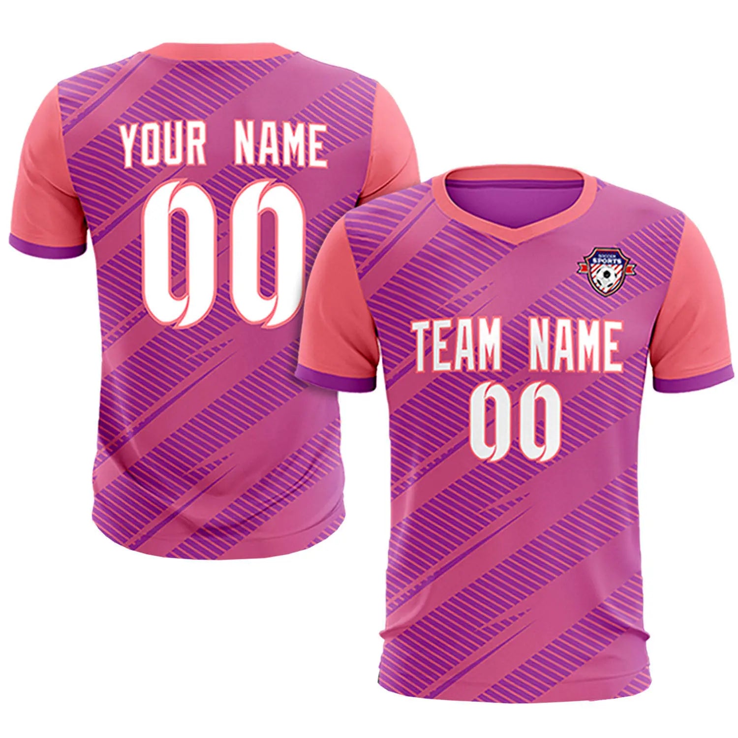 Custom Pink Light Red Casual Sport Soccer Sets Jersey