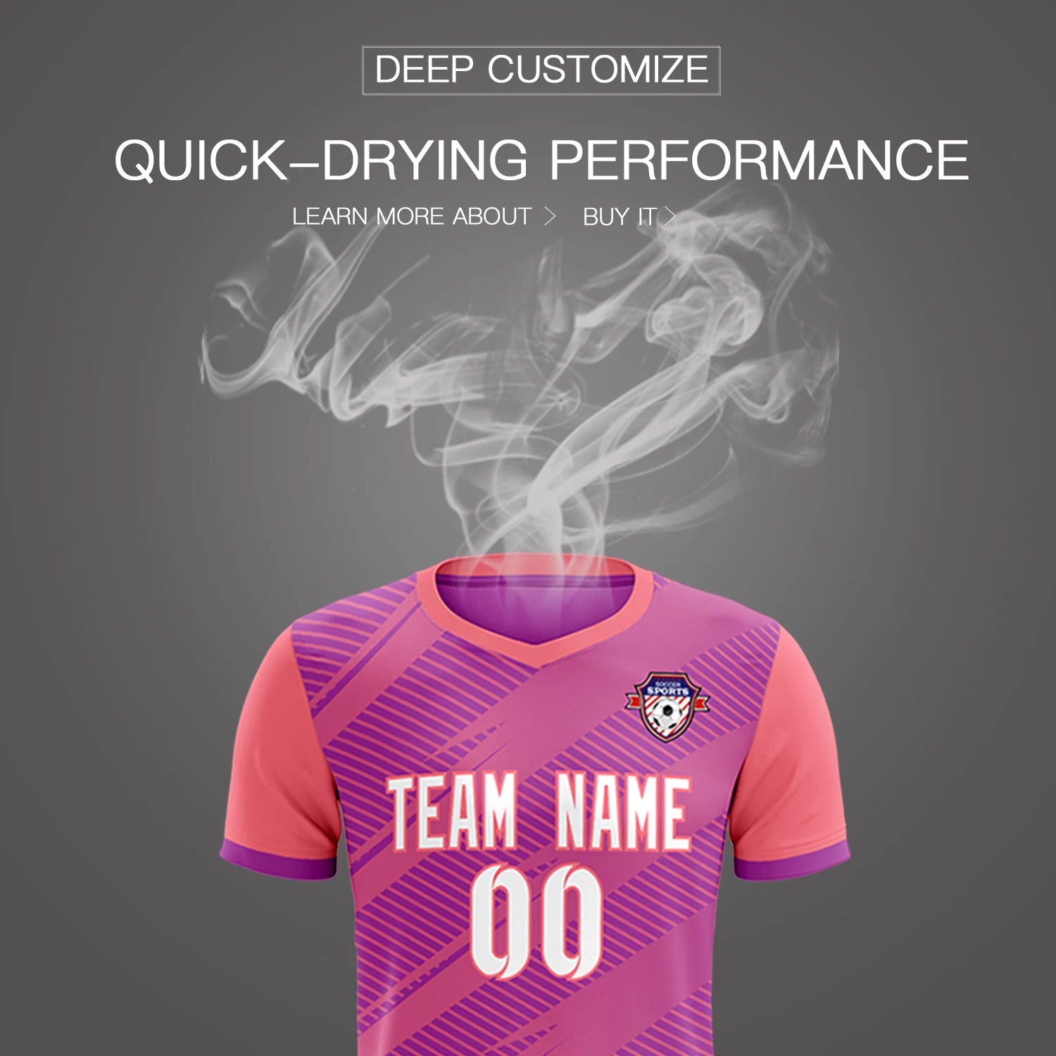 Custom Pink Light Red Casual Sport Soccer Sets Jersey