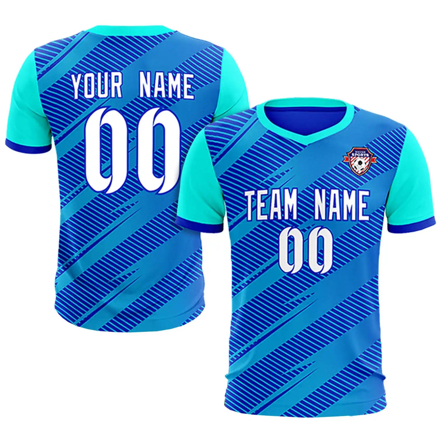 Custom Royal Blue Sky Blue Casual Sport Soccer Sets Jersey