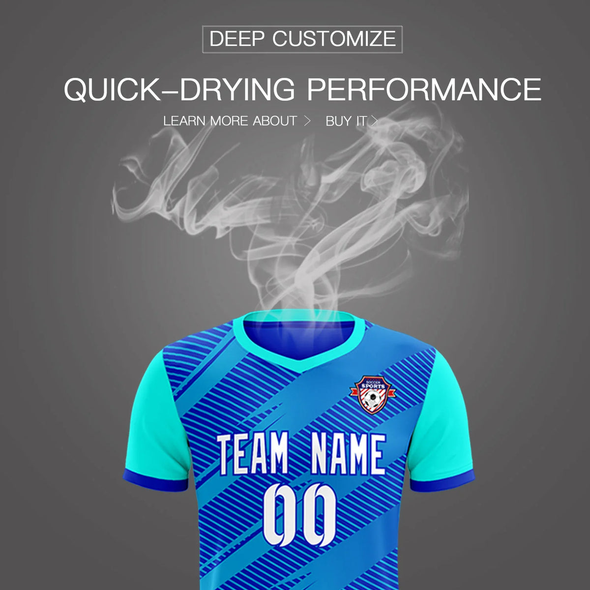 Custom Royal Blue Sky Blue Casual Sport Soccer Sets Jersey