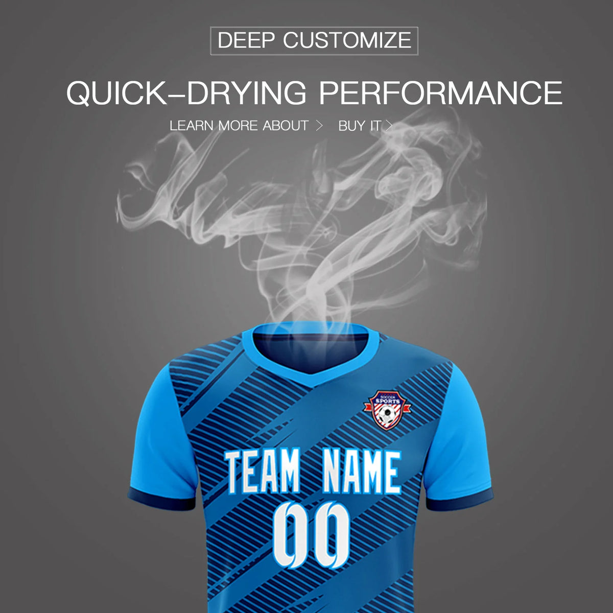 Custom Navy Powder Blue Casual Sport Soccer Sets Jersey