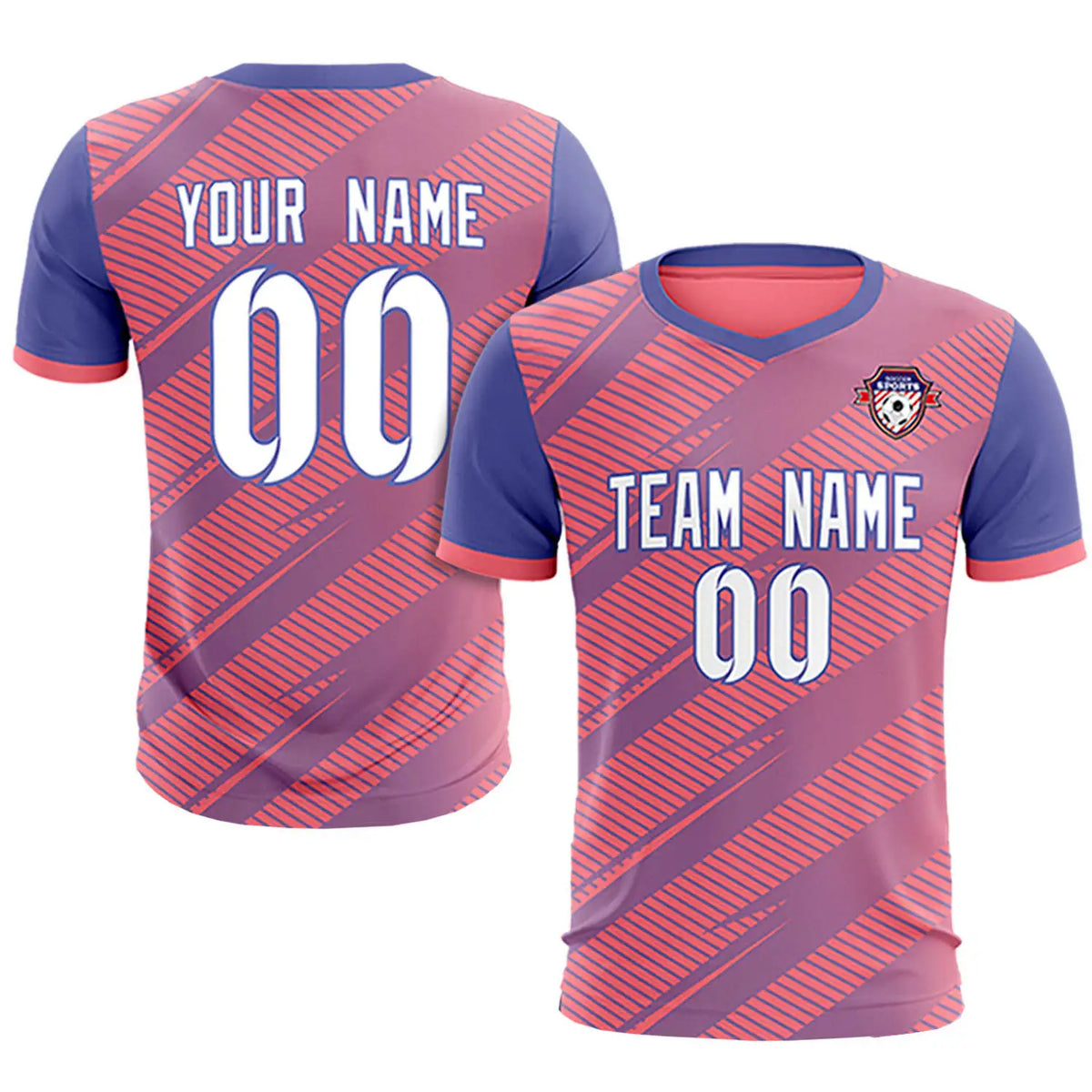 Custom Light Red Light Purple Casual Sport Soccer Sets Jersey