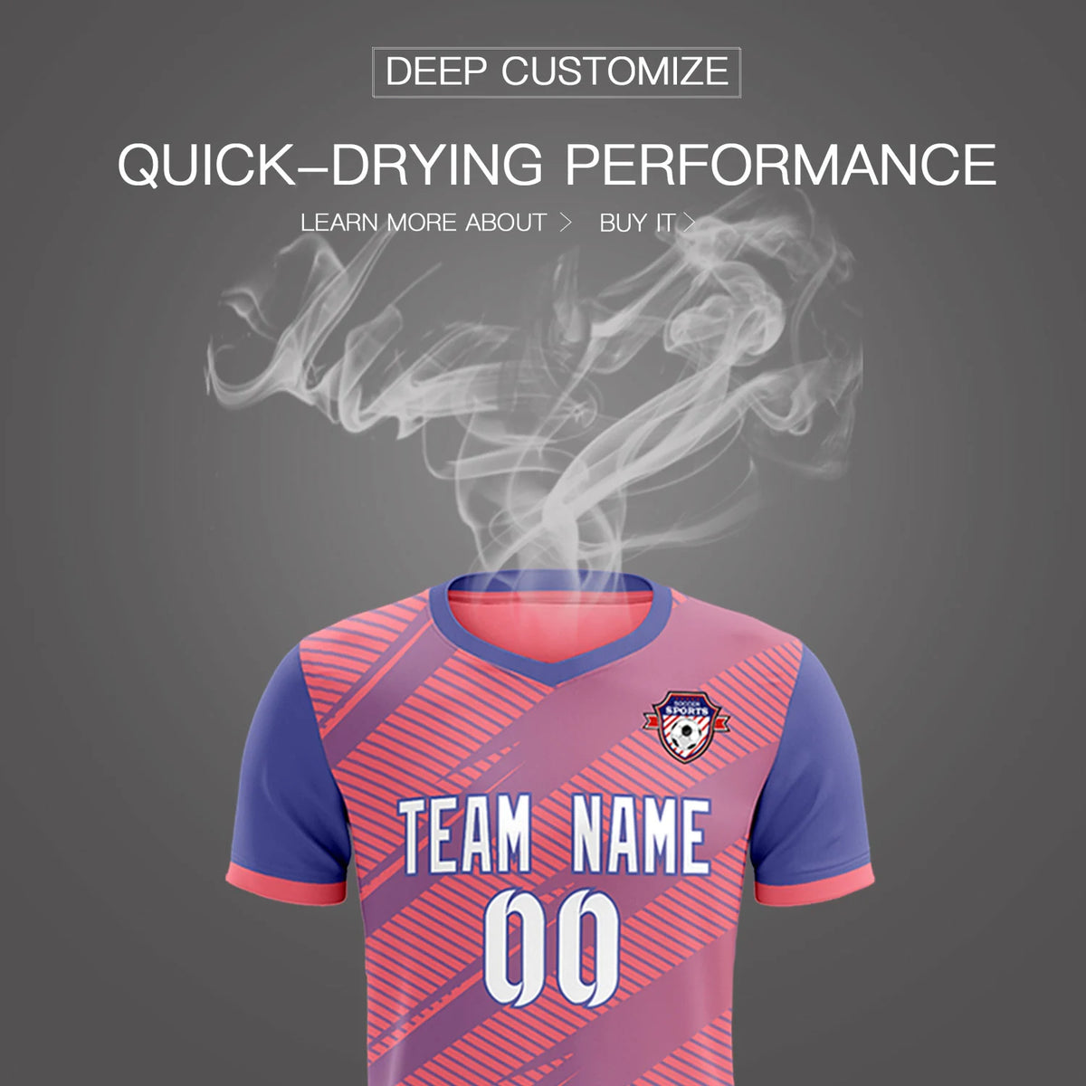 Custom Light Red Light Purple Casual Sport Soccer Sets Jersey