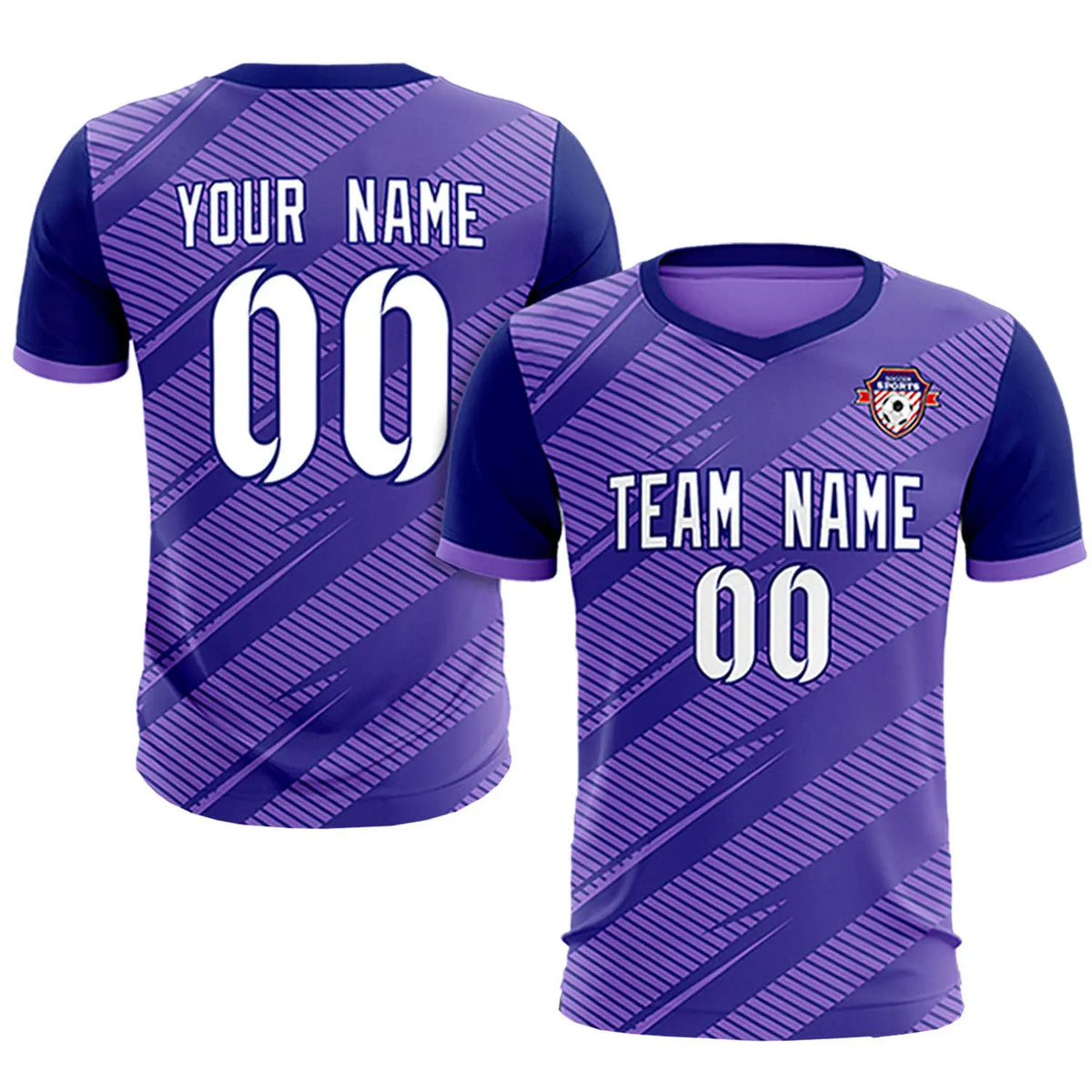 Custom Light Purple Navy Casual Sport Soccer Sets Jersey
