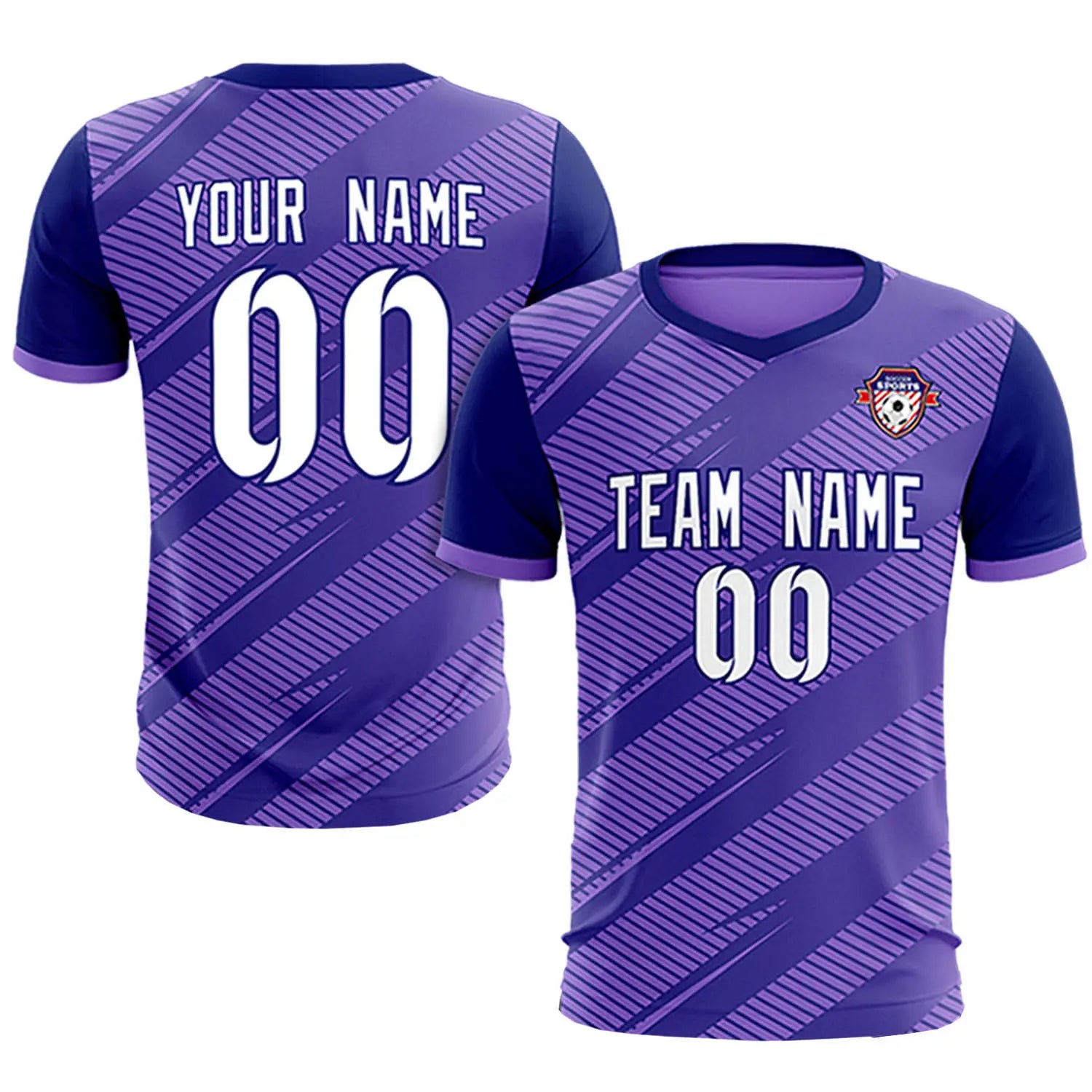 Custom Light Purple Navy Casual Sport Soccer Sets Jersey