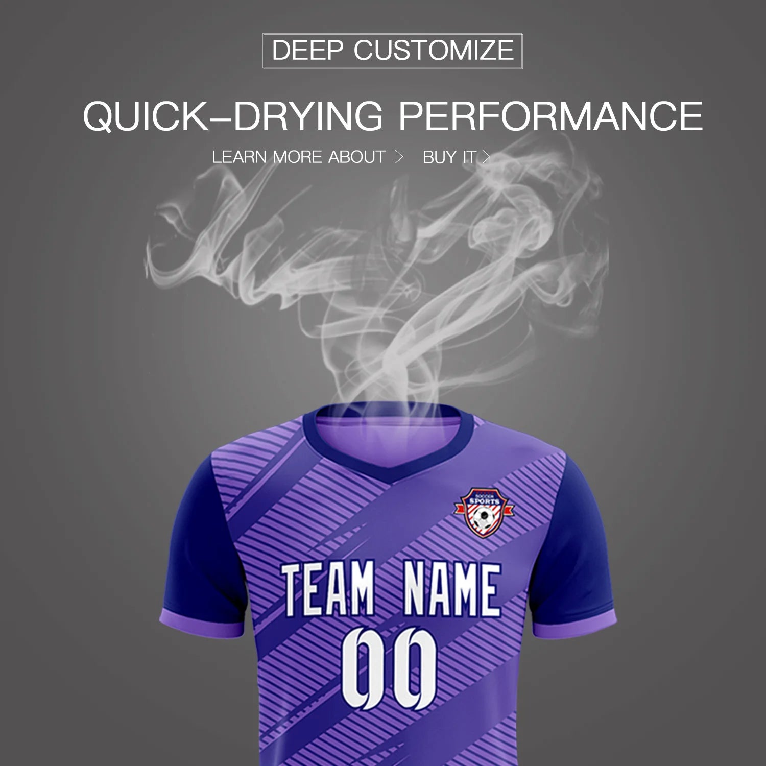Custom Light Purple Navy Casual Sport Soccer Sets Jersey