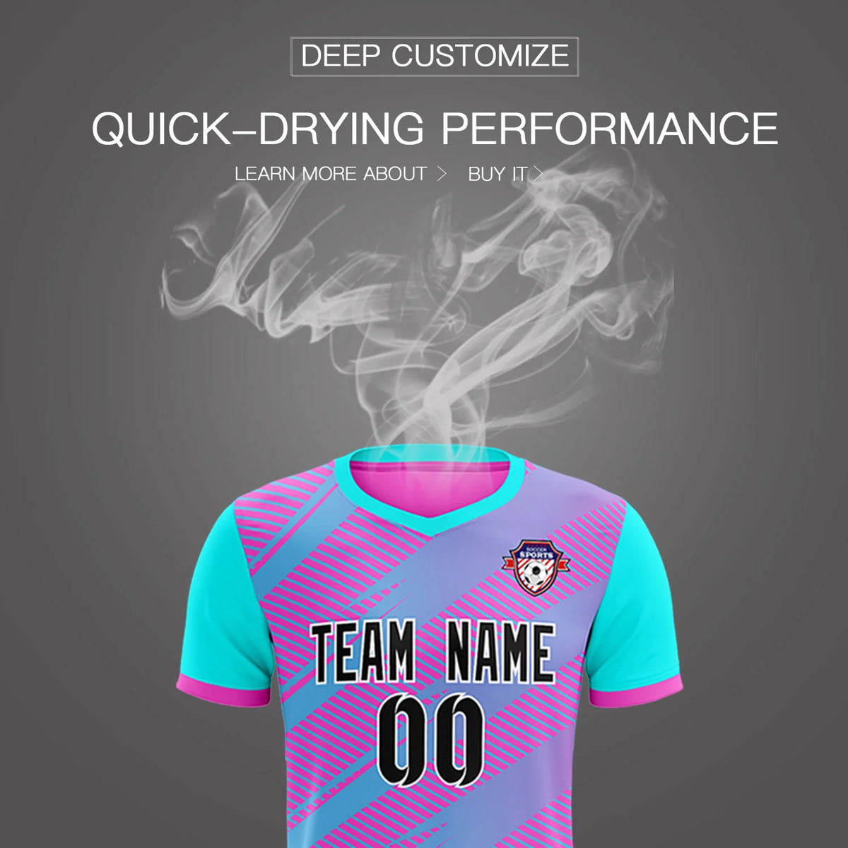 Custom Pink Sky Blue Casual Sport Soccer Sets Jersey