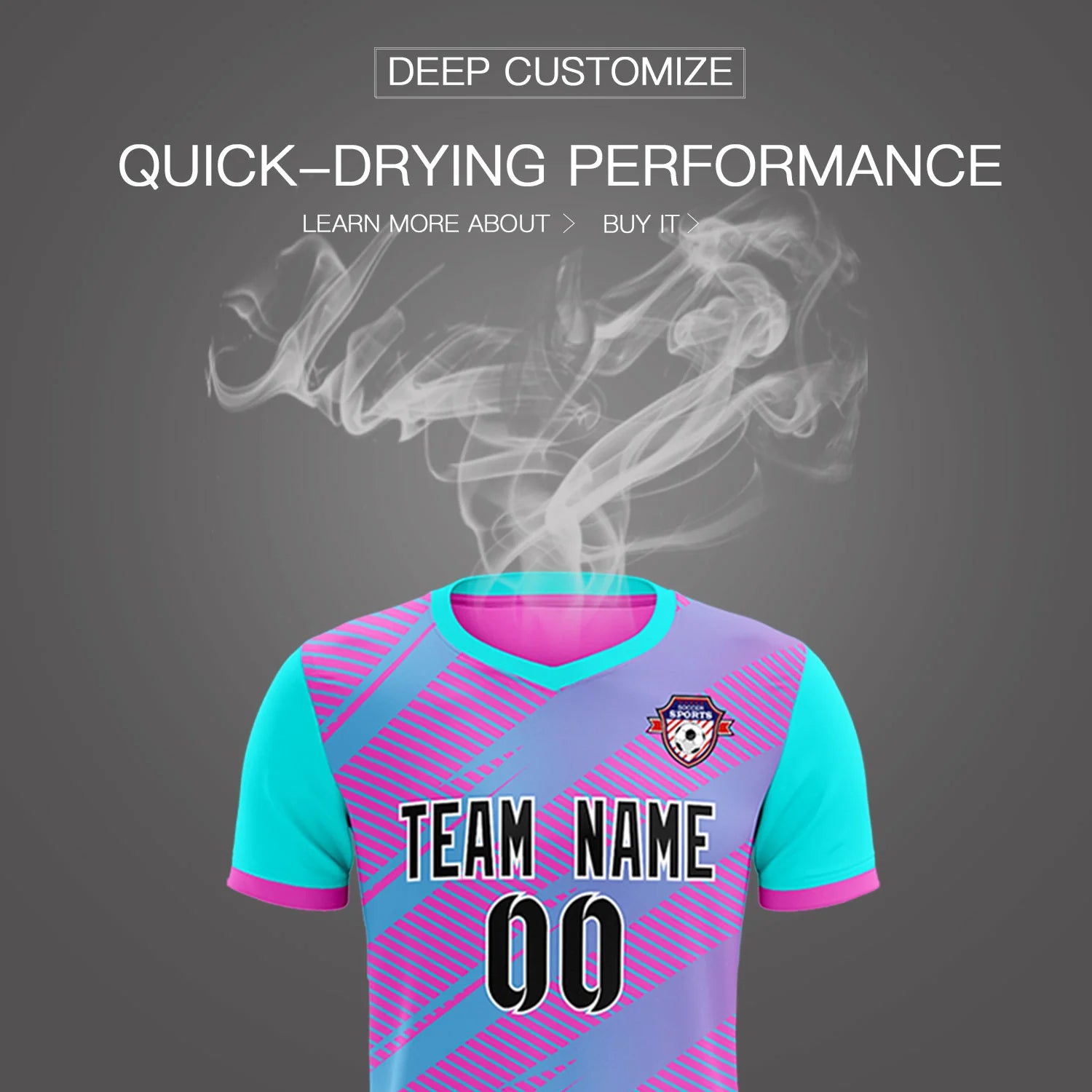 Custom Pink Sky Blue Casual Sport Soccer Sets Jersey