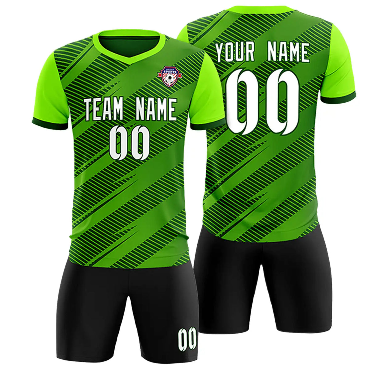 Custom Green Neon Green Casual Sport Soccer Sets Jersey