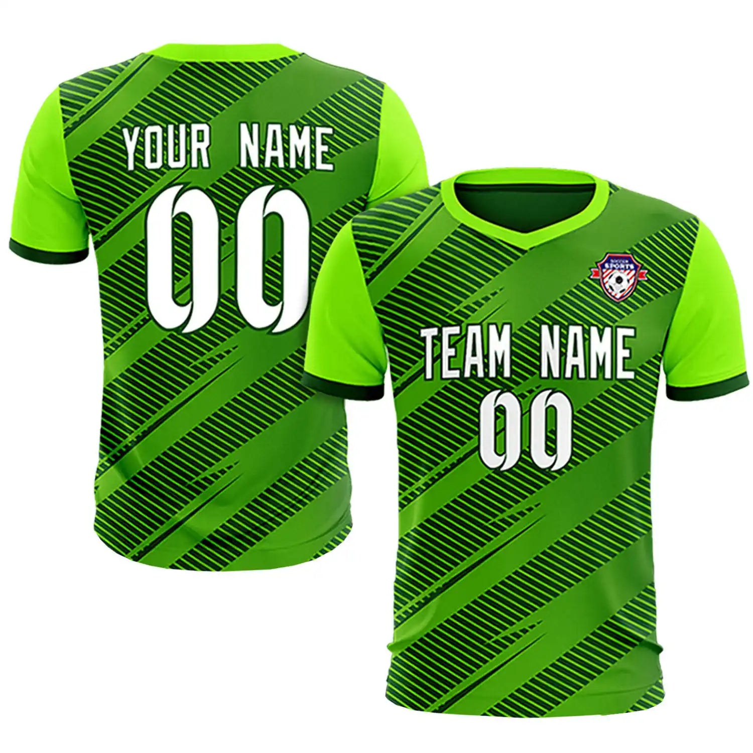 Custom Green Neon Green Casual Sport Soccer Sets Jersey