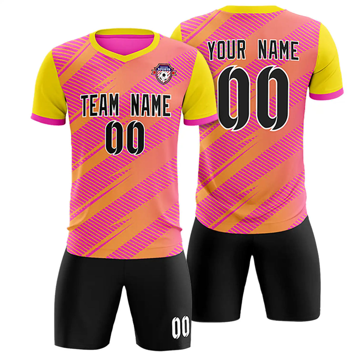 Custom Pink Gold01 Casual Sport Soccer Sets Jersey
