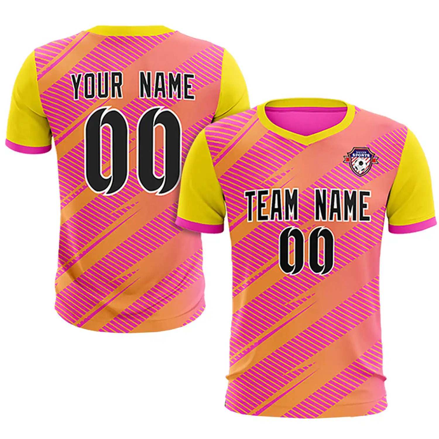 Custom Pink Gold01 Casual Sport Soccer Sets Jersey