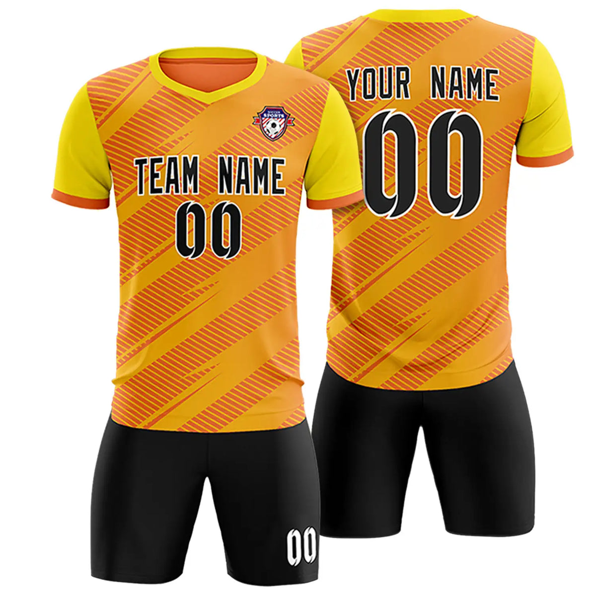 Custom Orange Gold01 Casual Sport Soccer Sets Jersey