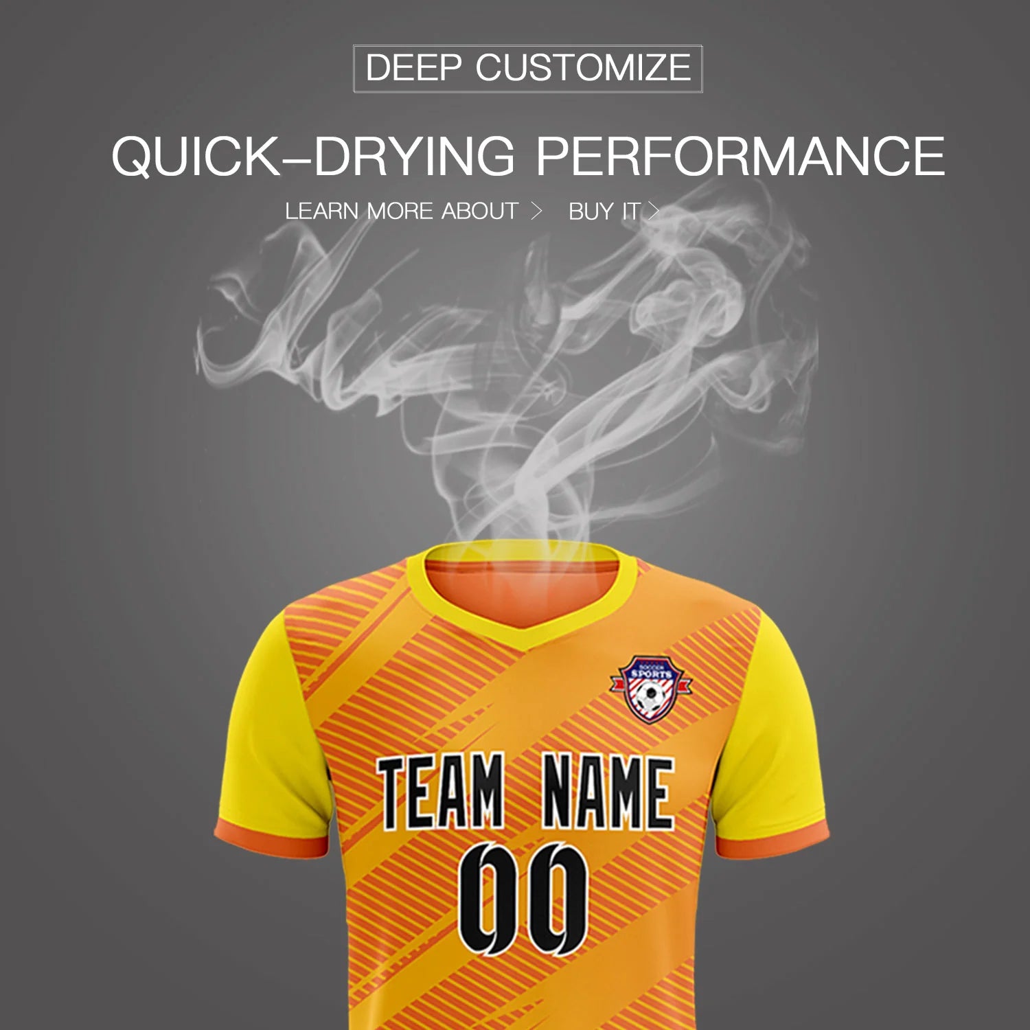 Custom Orange Gold01 Casual Sport Soccer Sets Jersey