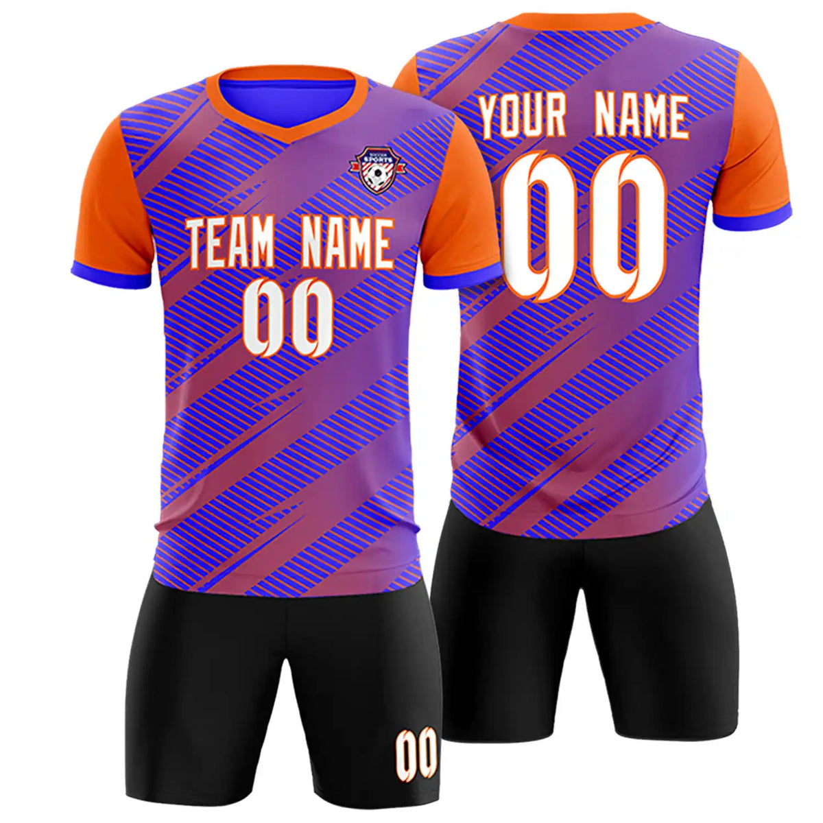 Custom Royal Blue Orange Casual Sport Soccer Sets Jersey