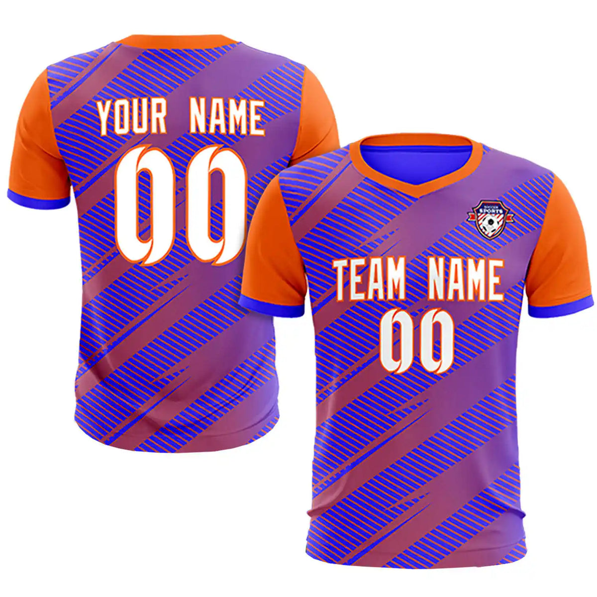 Custom Royal Blue Orange Casual Sport Soccer Sets Jersey