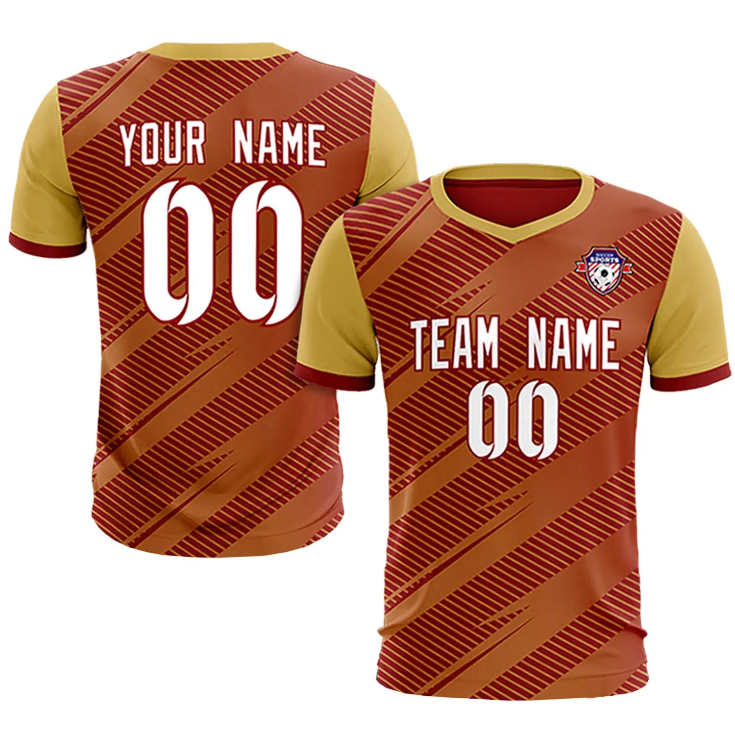 Custom Crimson Old Gold Casual Sport Soccer Sets Jersey