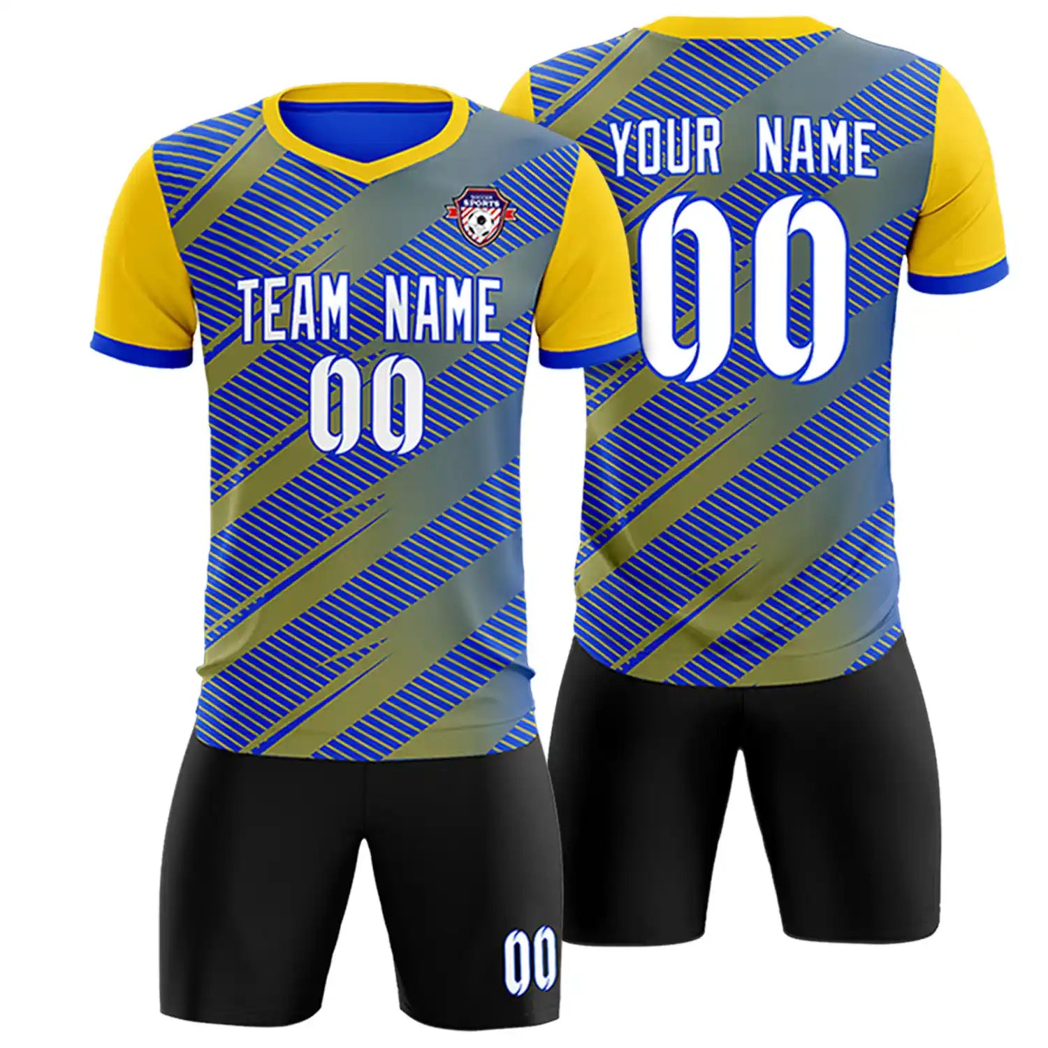 Custom Royal Blue Gold01 Casual Sport Soccer Sets Jersey