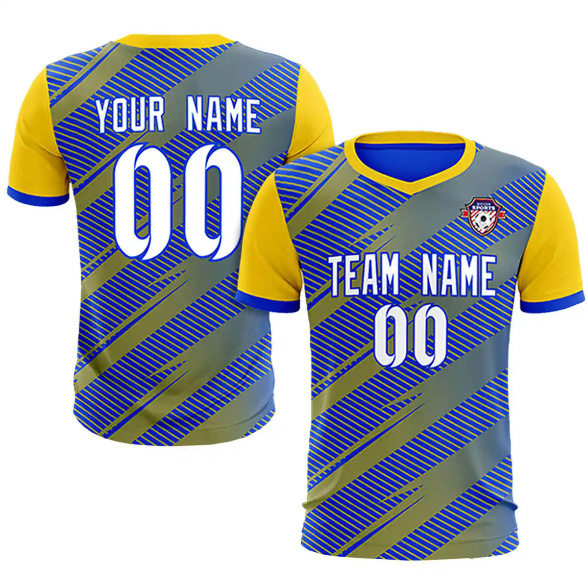 Custom Royal Blue Gold01 Casual Sport Soccer Sets Jersey