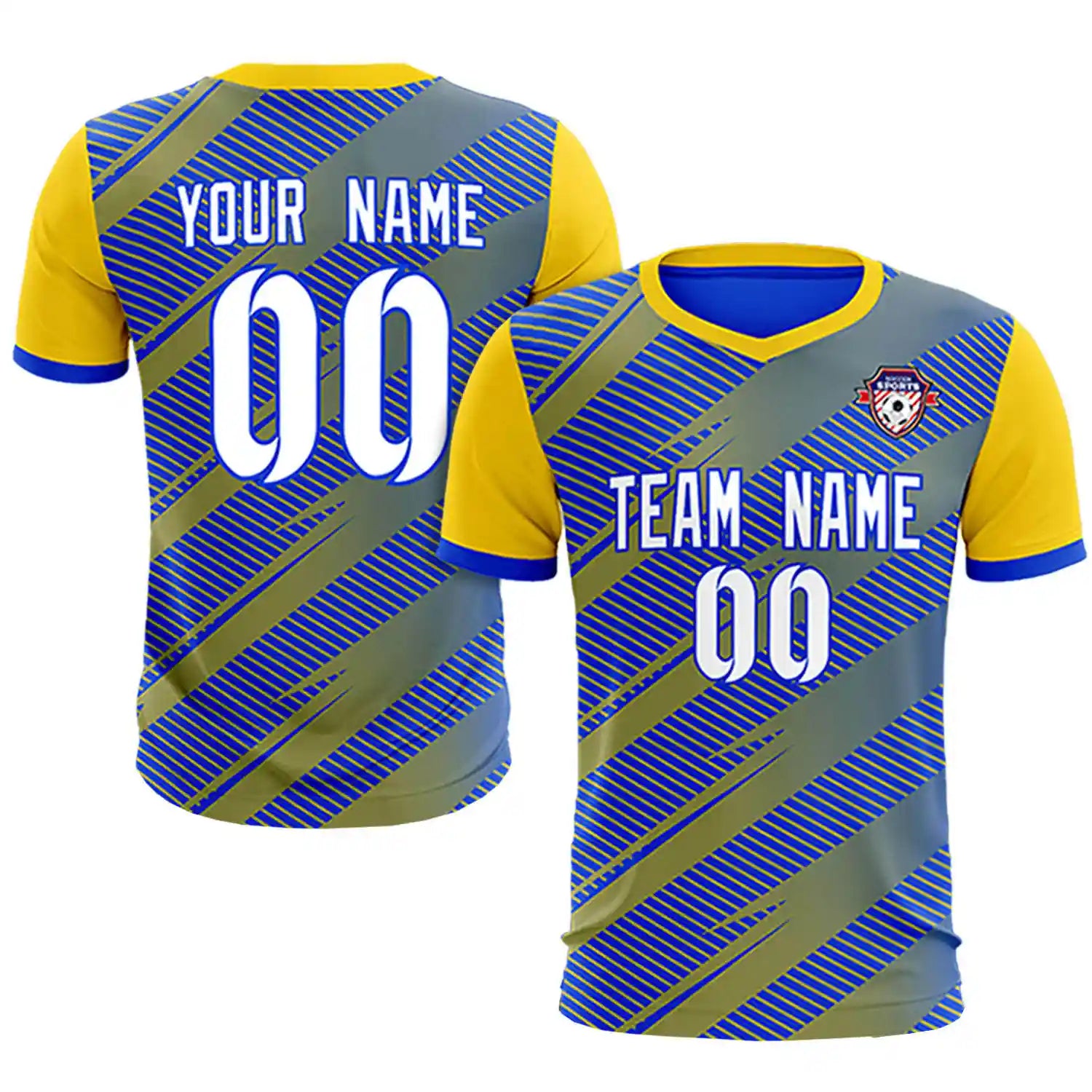 Custom Royal Blue Gold01 Casual Sport Soccer Sets Jersey