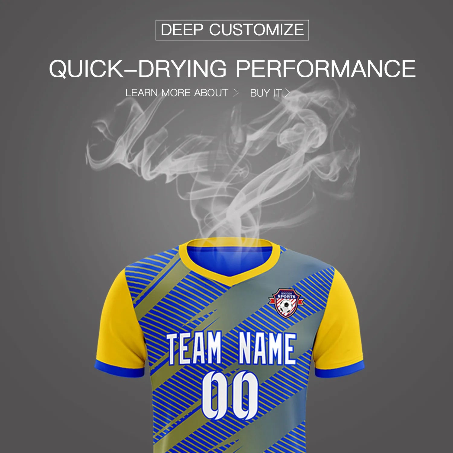 Custom Royal Blue Gold01 Casual Sport Soccer Sets Jersey